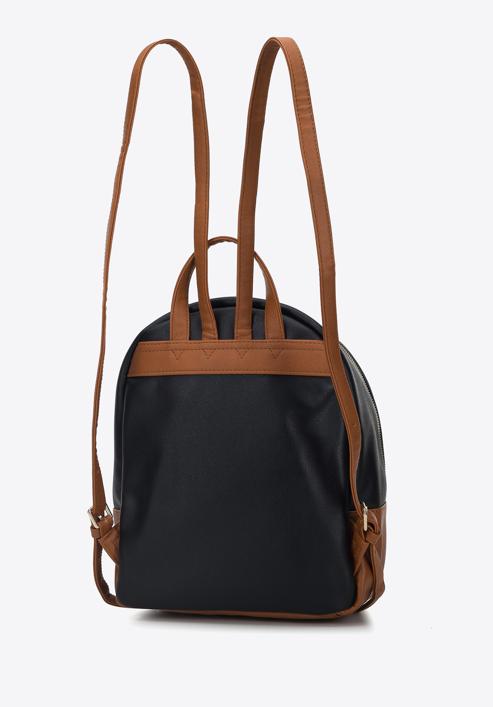 Rucksack aus Kunstleder für Damen zweifarbige, schwarz-braun, 95-4Y-030-5, Bild 2