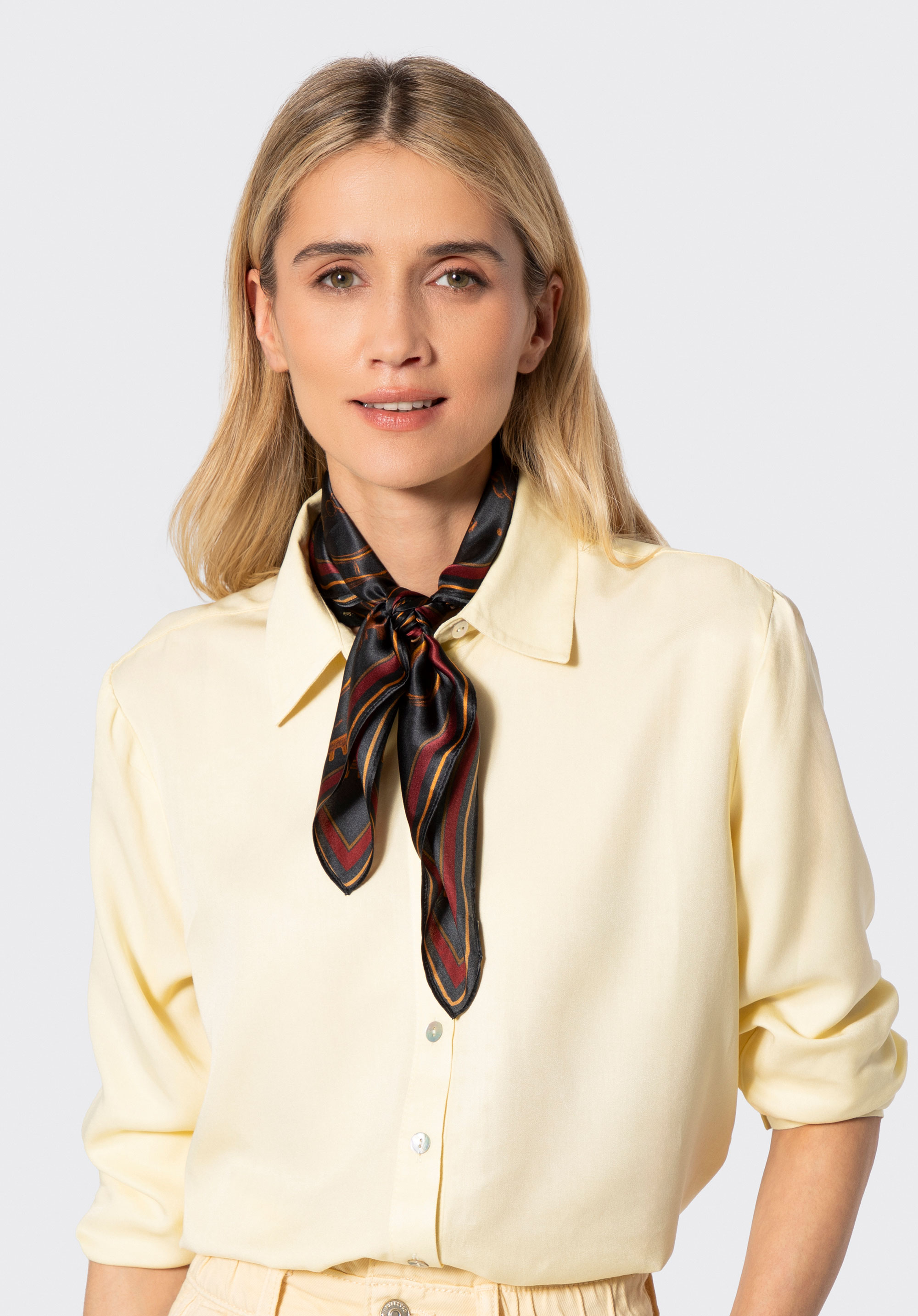 Seidenschal für Damen mit Vintage-inspiriertem Muster, schwarz-braun, 103-7D-S01-X8, Bild 1