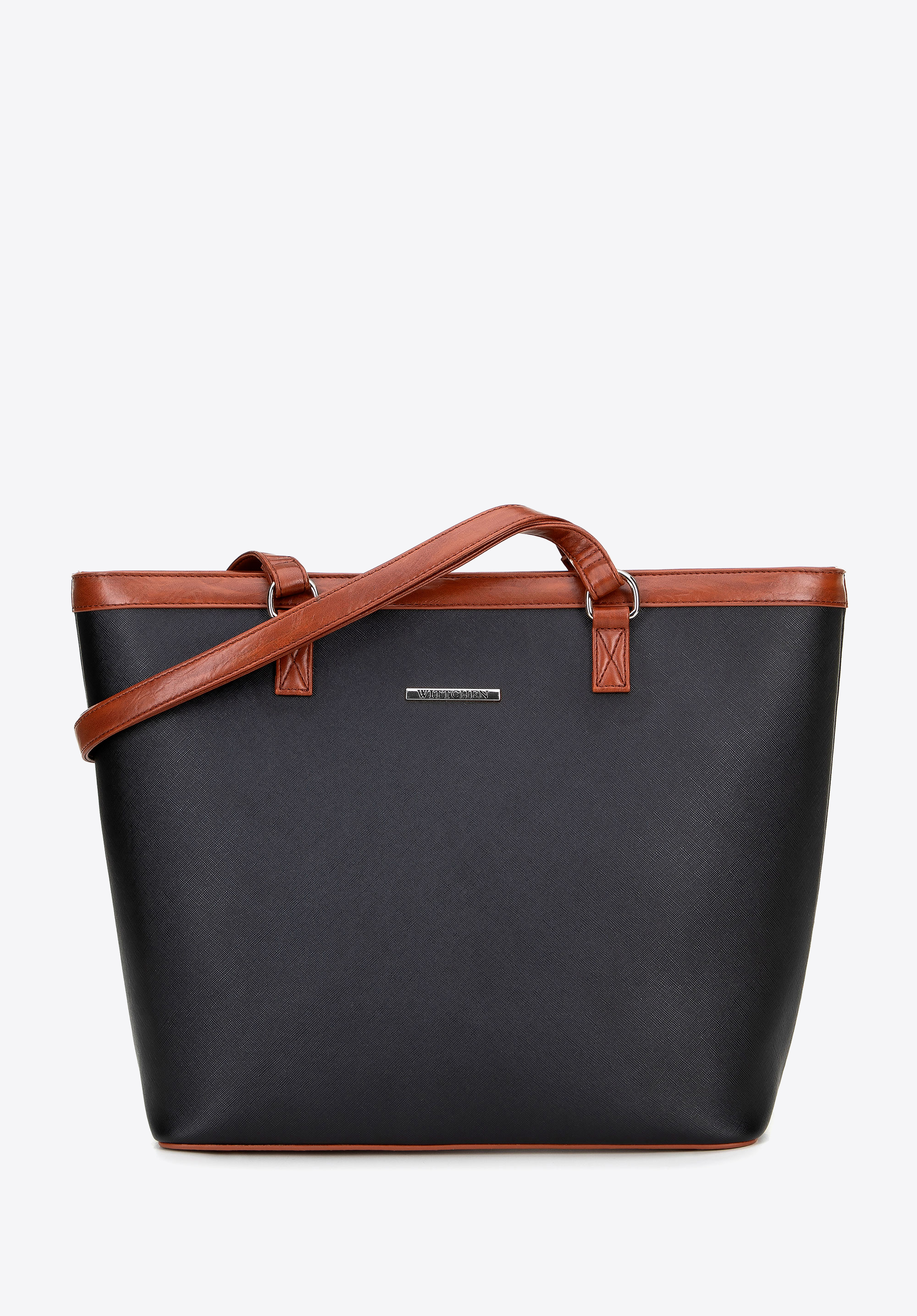 Shopper aus Öko-Leder für Damen, schwarz-braun, 100-4Y-005-1S, Bild 1