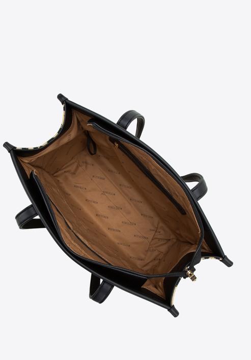 Shopper-Tasche mit gemusterter Vorderseite, schwarz-braun, 97-4Y-506-1X, Bild 4