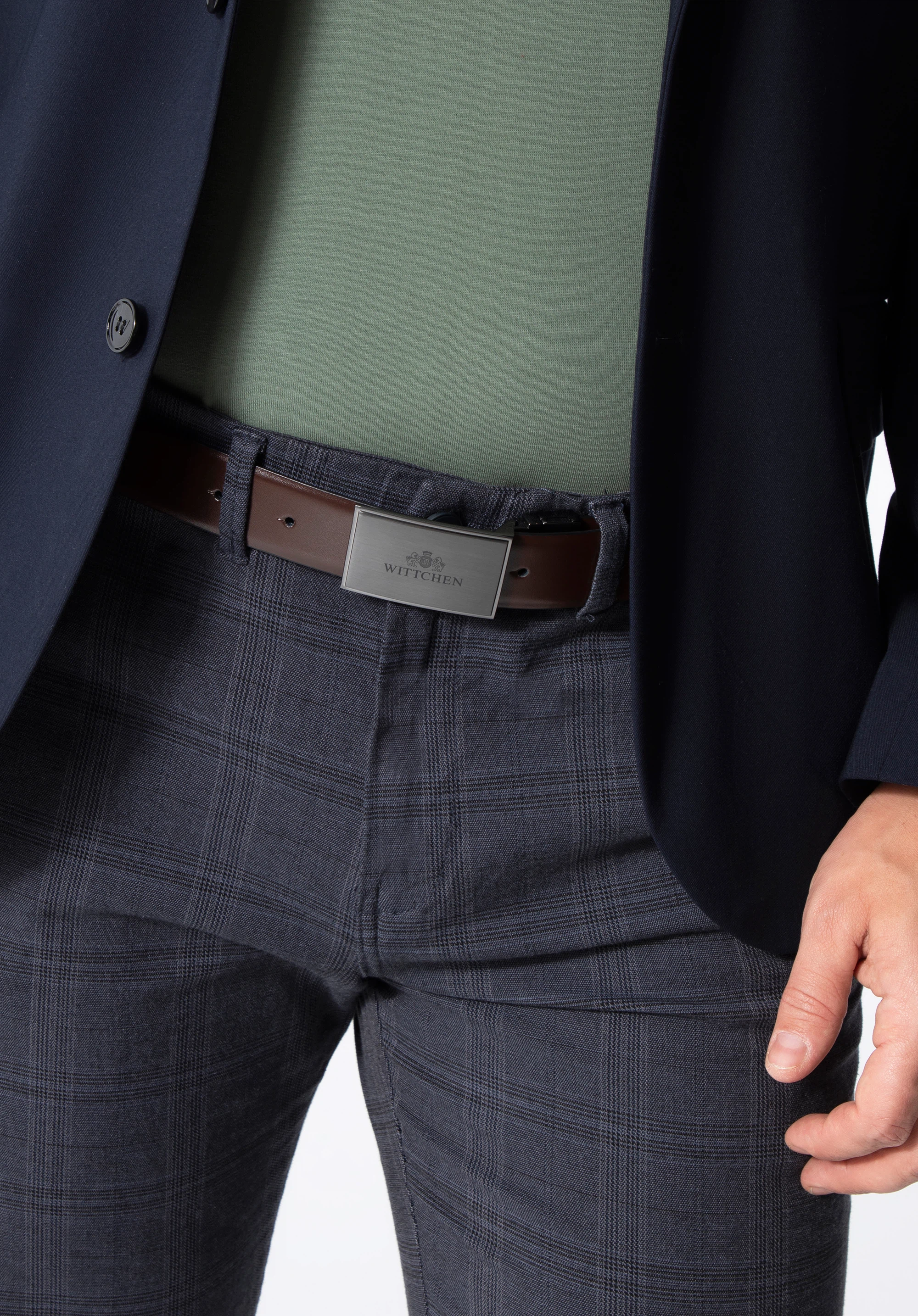 Beidseitig  Ledergürtel für Männer, schwarz-braun, 98-8M-967-1-10, Bild 1