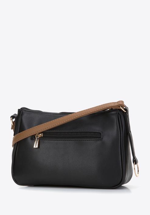 Zweifarbige Umhängetasche für Damen miit Vordertasche, schwarz-braun, 97-4Y-630-1, Bild 2