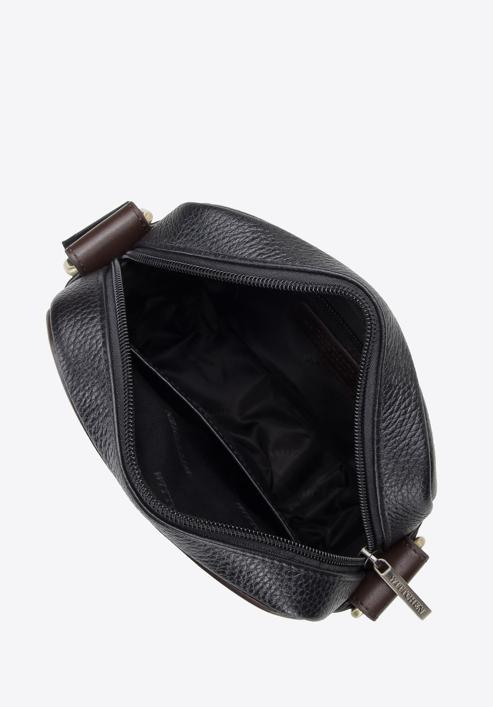 Zweifarbige,kleine Umhängetasche für Herren aus Leder, schwarz-braun, 96-4U-805-7, Bild 3