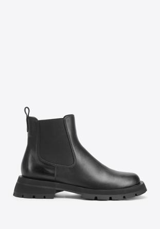 Chelsea-Boots aus Leder mit dicker Sohle, schwarz, 93-D-508-1G-37, Bild 1