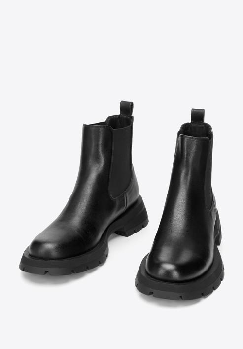 Chelsea-Boots aus Leder mit dicker Sohle, schwarz, 93-D-508-1G-37, Bild 2