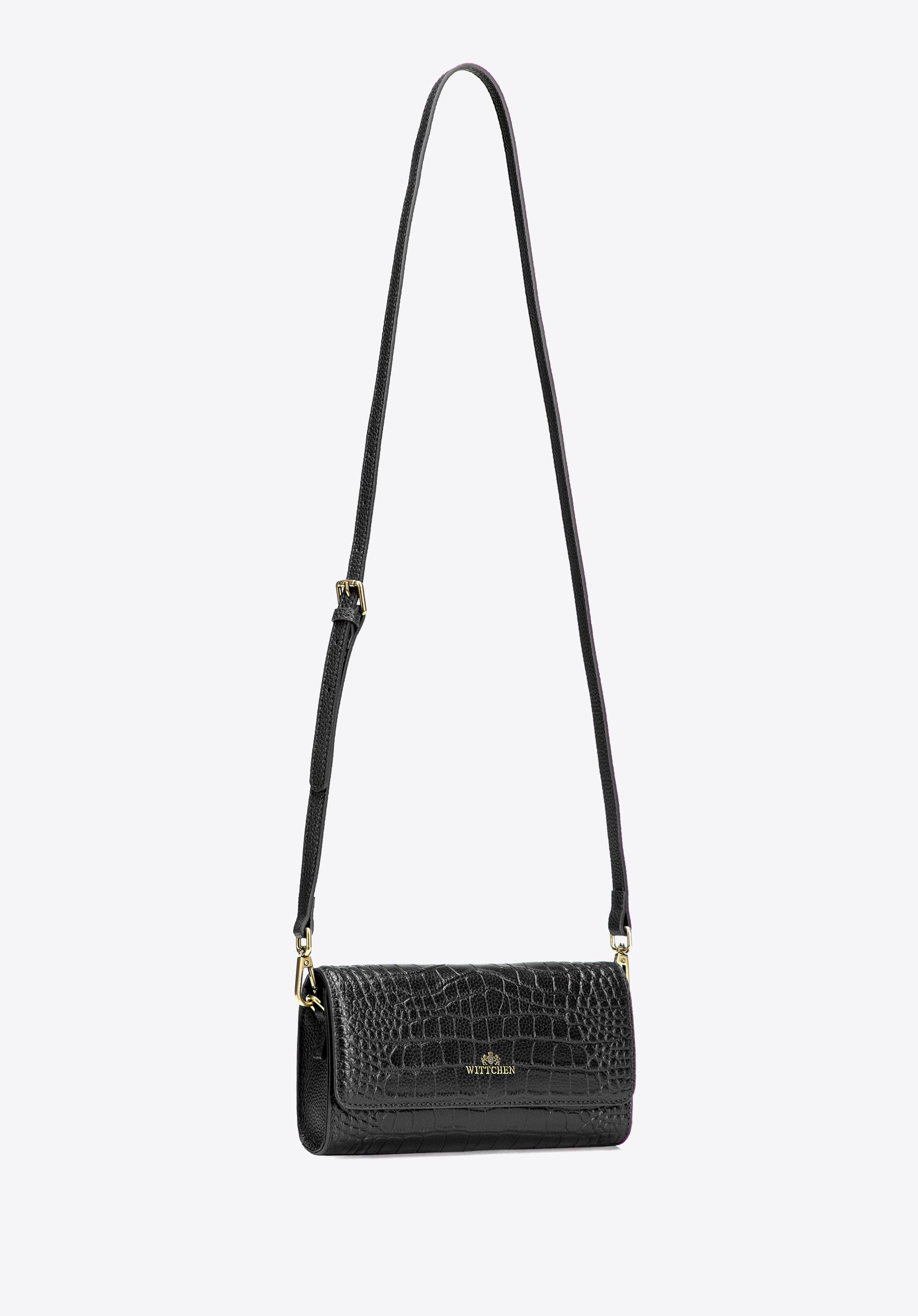 Clutch-Tasche aus Leder mit Krokodilprägung für Damen