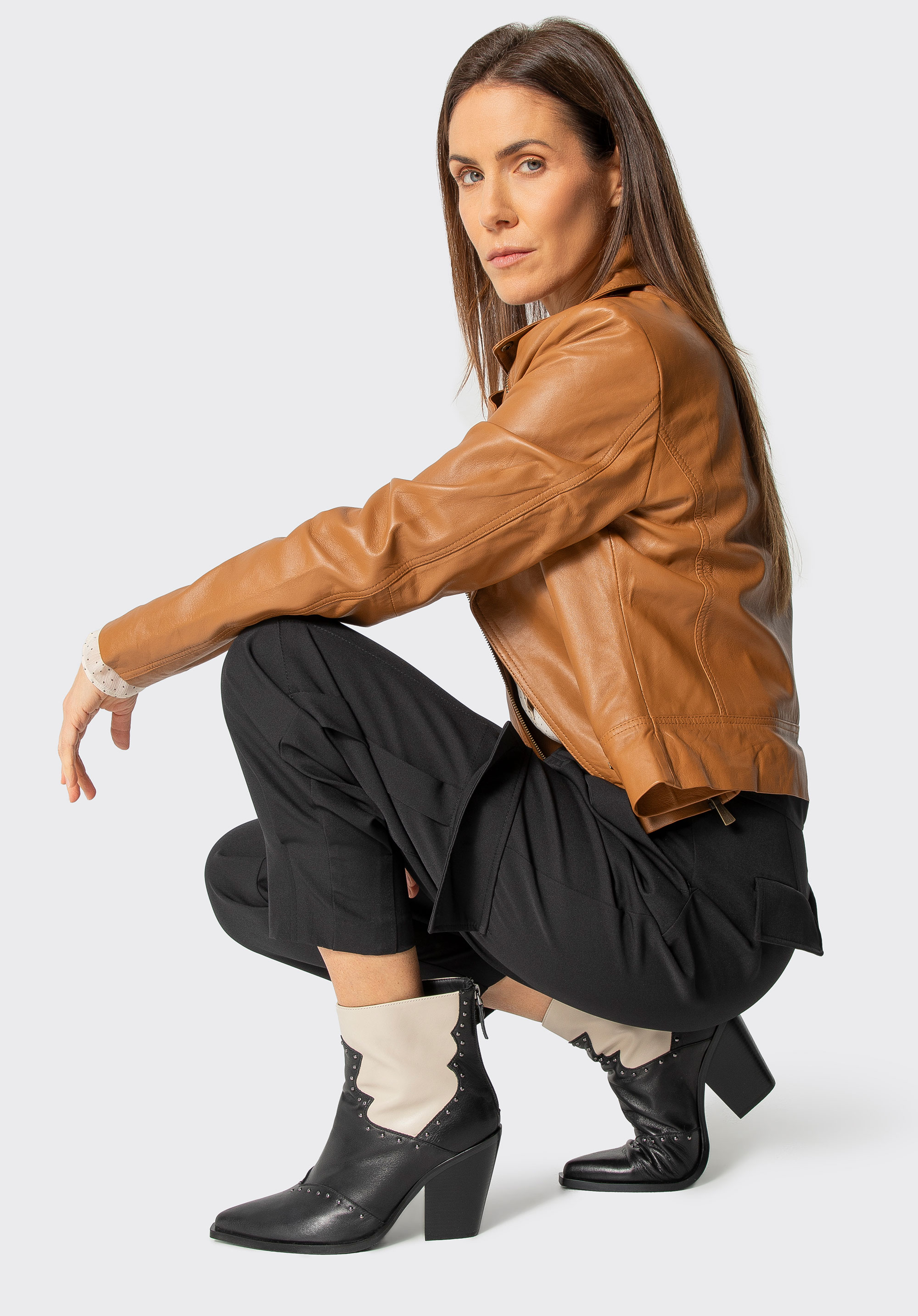 Damen-Cowboystiefel aus Naturleder, schwarz-creme, 101-D-960-0-40, Bild 1