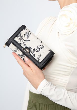 Gemusterte Damenbrieftasche, schwarz-creme, 97-1E-500-X1, Bild 1