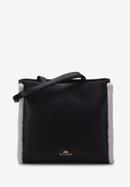 Shopper-Tasche aus Leder mit Teddy-Kunstfell, schwarz-creme, 97-4E-605-4, Bild 1