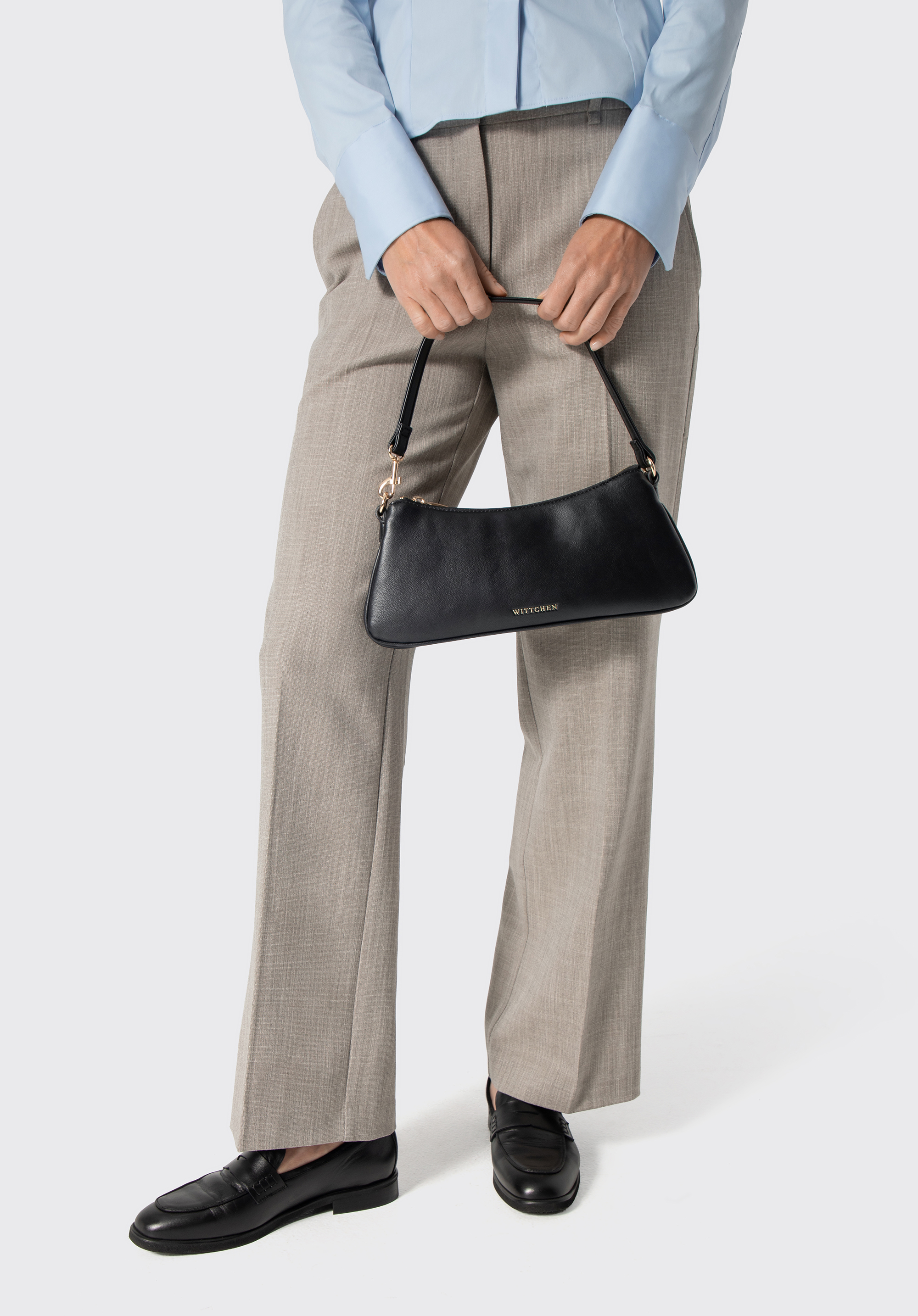 Damen-Baguette-Tasche mit zwei Trageriemen, schwarz, 104-4Y-500-11, Bild 1