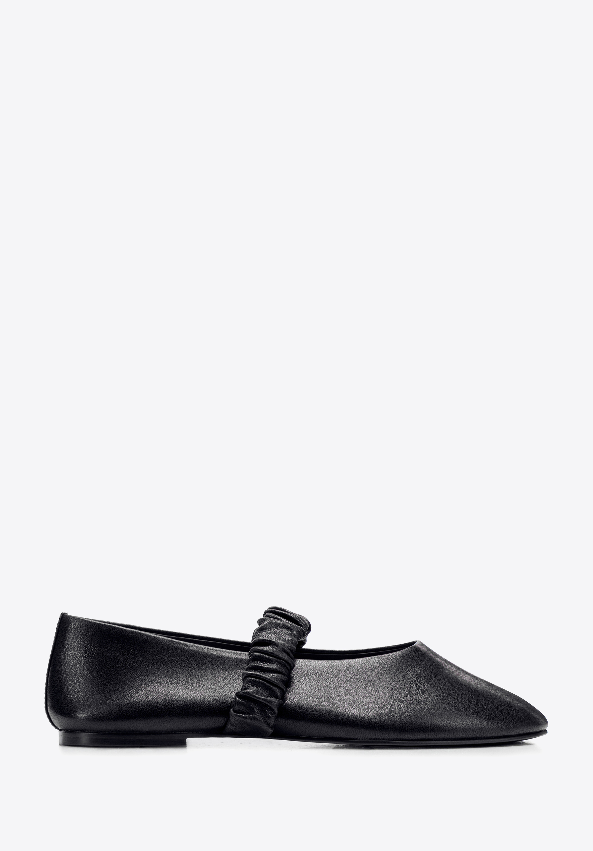Damen-Ballerinas aus Leder mit gerafftem Riemen, schwarz, 103-D-360-1-36, Bild 1