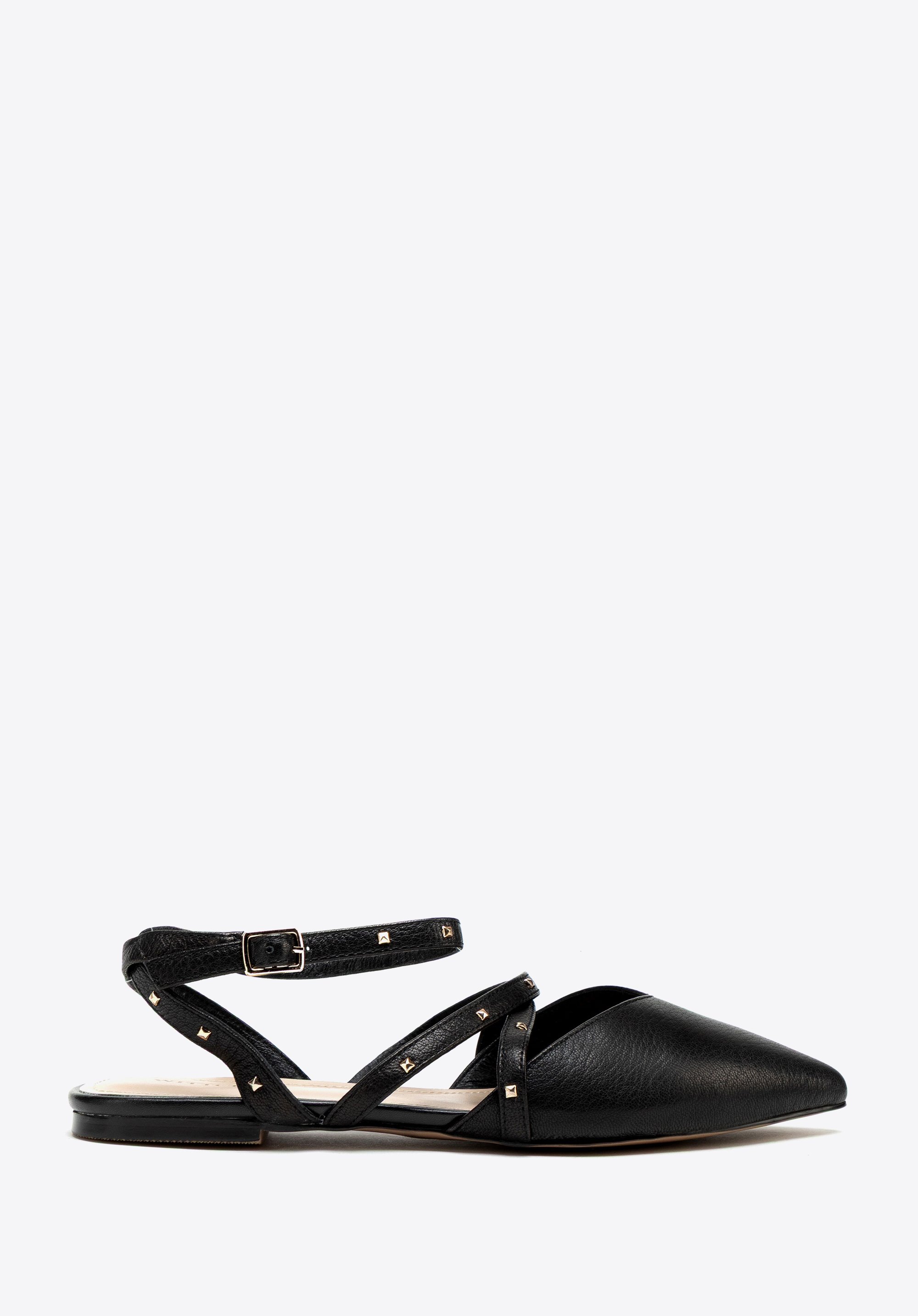 Damen-Ballerinas aus Leder mit Metallic-Akzenten, schwarz, 100-D-502-1-36, Bild 1