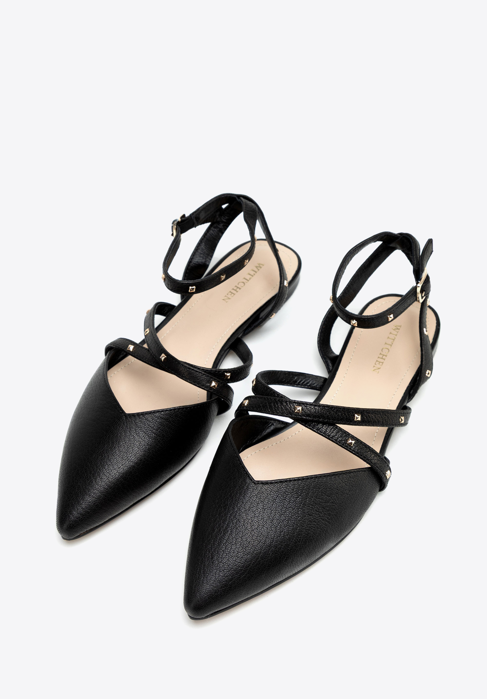 Damen-Ballerinas aus Leder mit Metallic-Akzenten, schwarz, 100-D-502-1-37, Bild 1