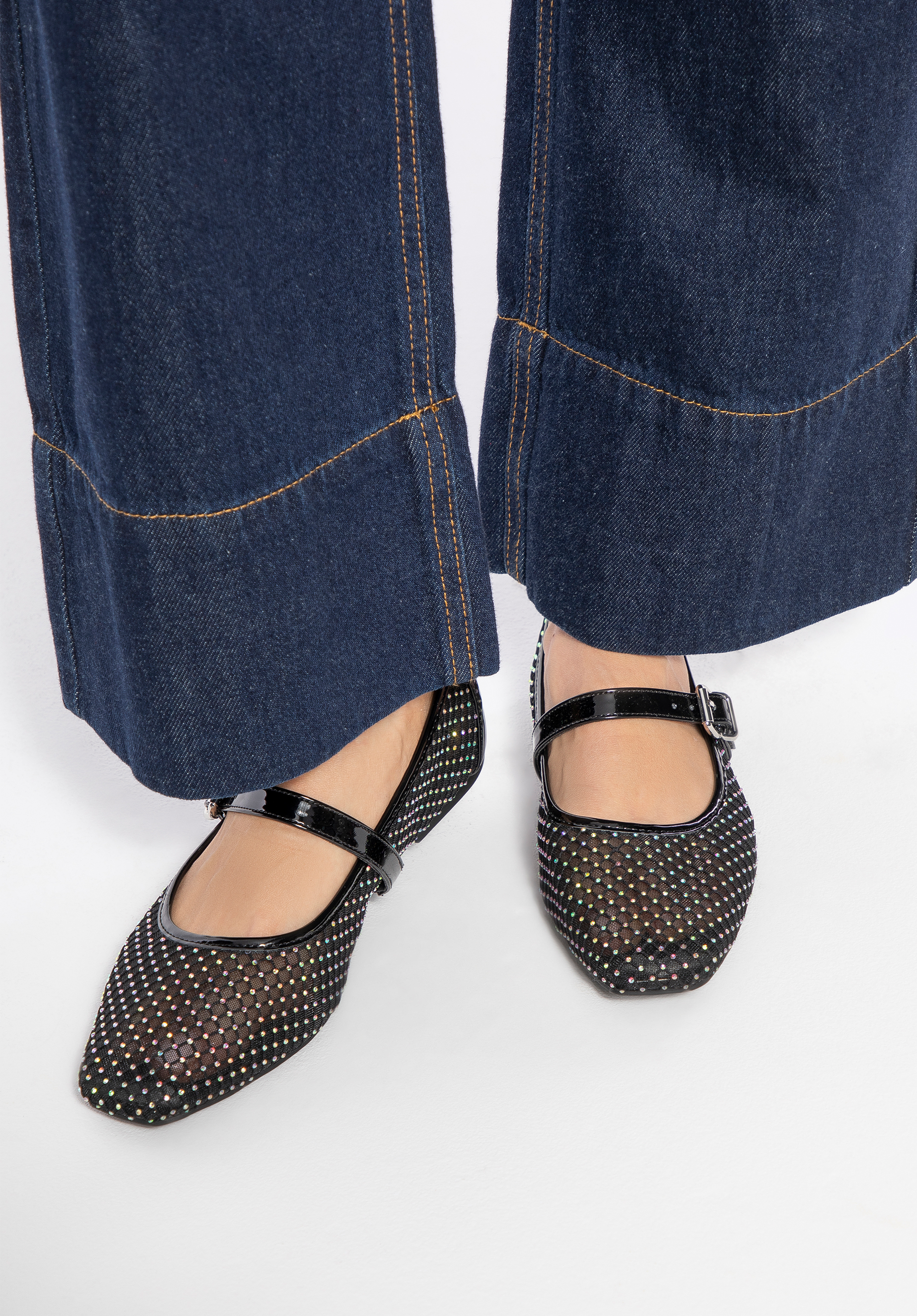 Damen-Ballerinas mit Glitzer-Akzenten, schwarz, 100-DP-606-1-39, Bild 1