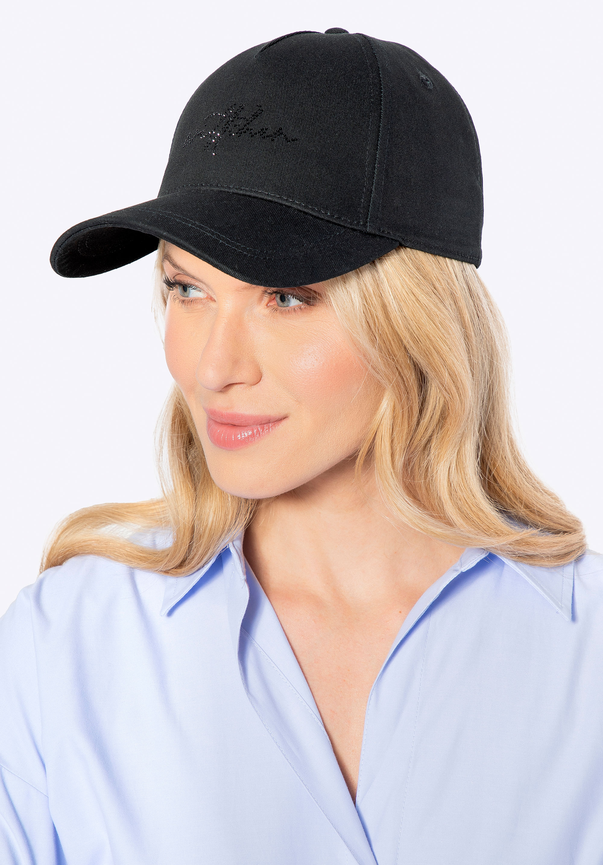 Damen-Baseballkappe aus Baumwolle, schwarz, 100-HF-004-1, Bild 1