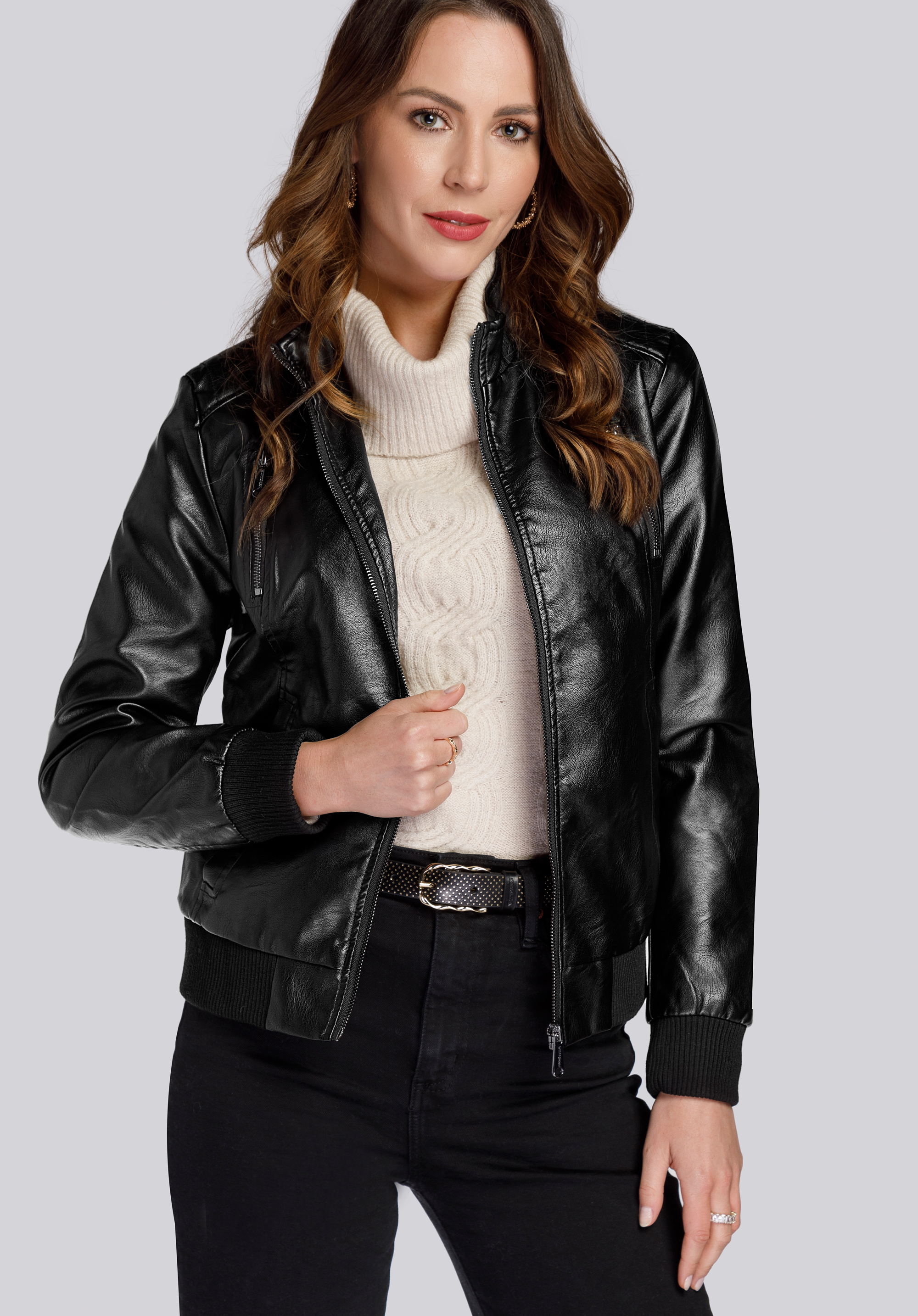 Damen-Bomberjacke aus Ökoleder