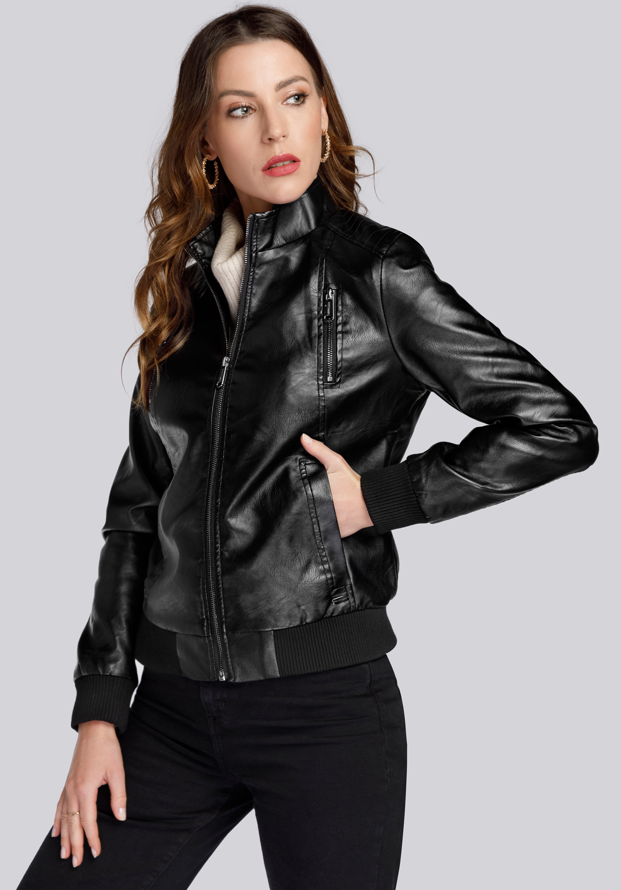 Damen-Bomberjacke aus Ökoleder