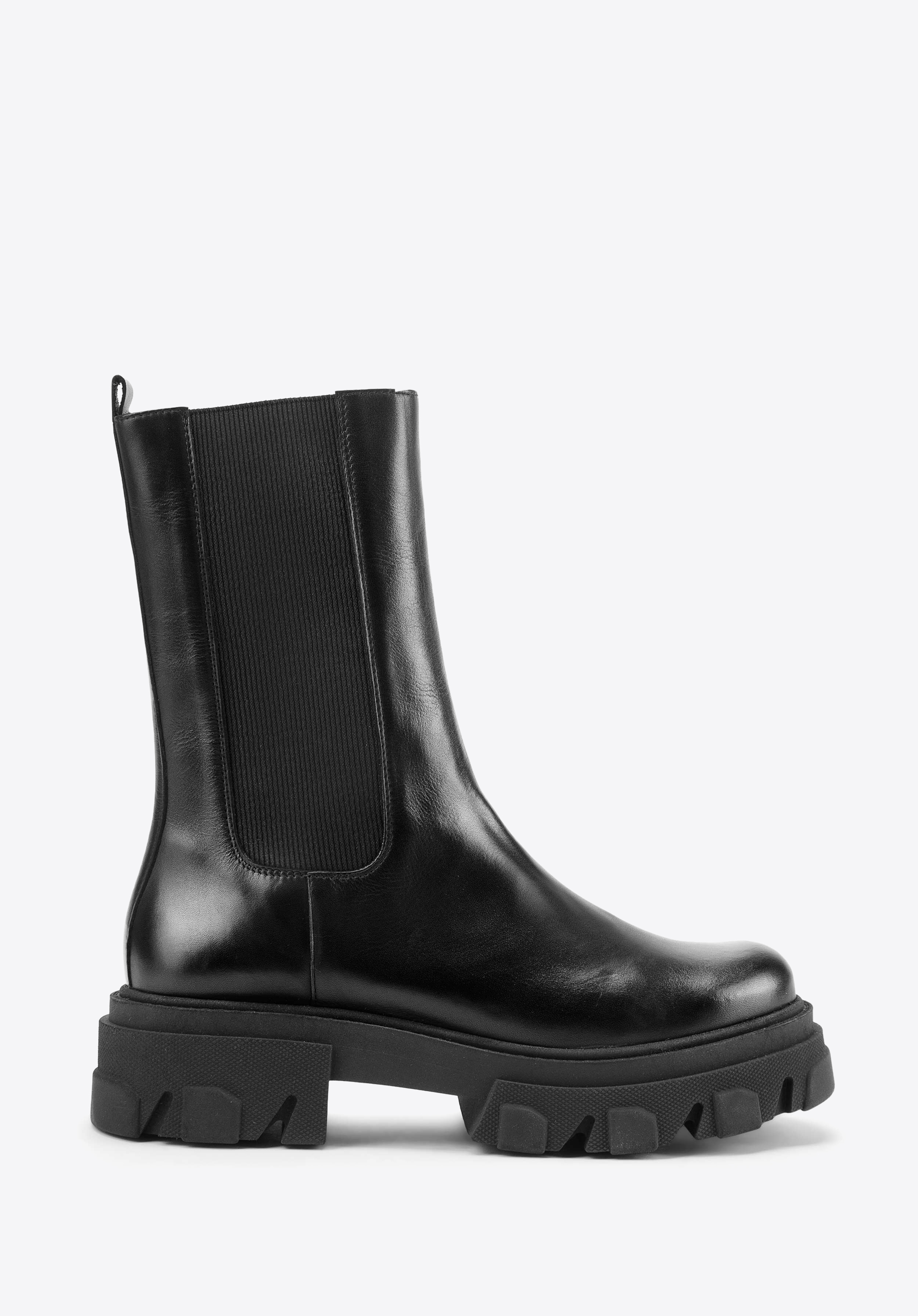 Damen-Chelsea-Boots aus Leder mit dicker Sohle, schwarz, 93-D-802-1-40, Bild 1