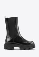 Damen-Chelsea-Boots aus Leder mit dicker Sohle, schwarz, 93-D-802-0-41, Bild 1