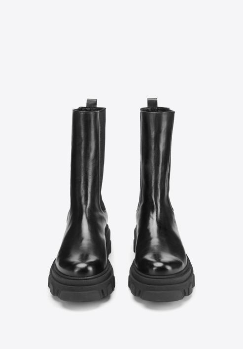 Damen-Chelsea-Boots aus Leder mit dicker Sohle, schwarz, 93-D-802-0-41, Bild 3