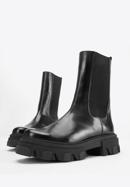 Damen-Chelsea-Boots aus Leder mit dicker Sohle, schwarz, 93-D-802-0-41, Bild 6