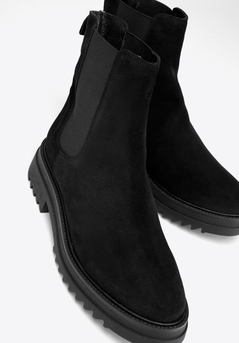 Damen-Chelsea-Stiefel aus Wildleder mit dicker Sohle, schwarz, 97-D-308-5-36, Bild 6
