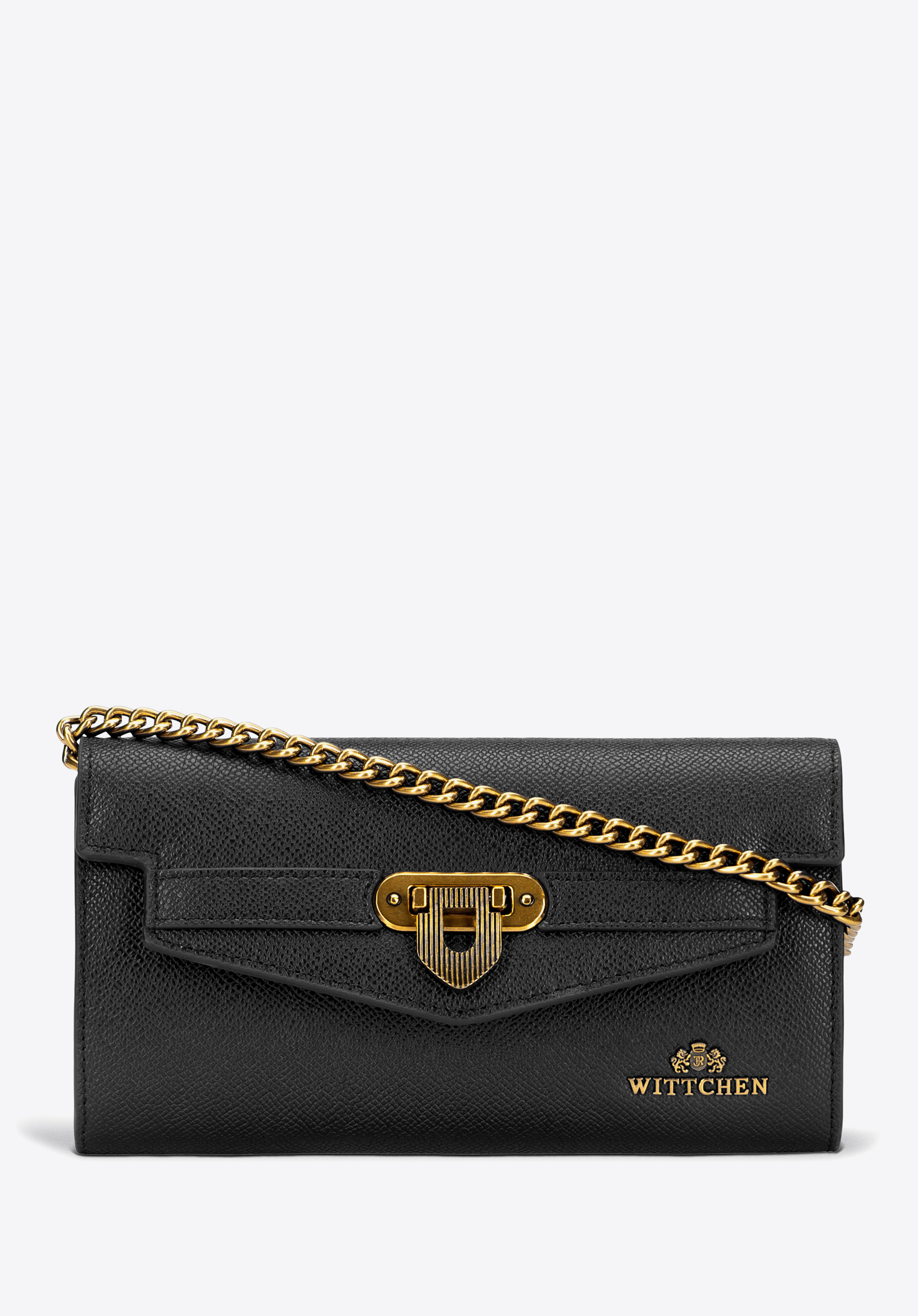 Damen Leder Clutch mit Ketten-Schulterriemen, schwarz, 101-4E-216-1, Bild 1