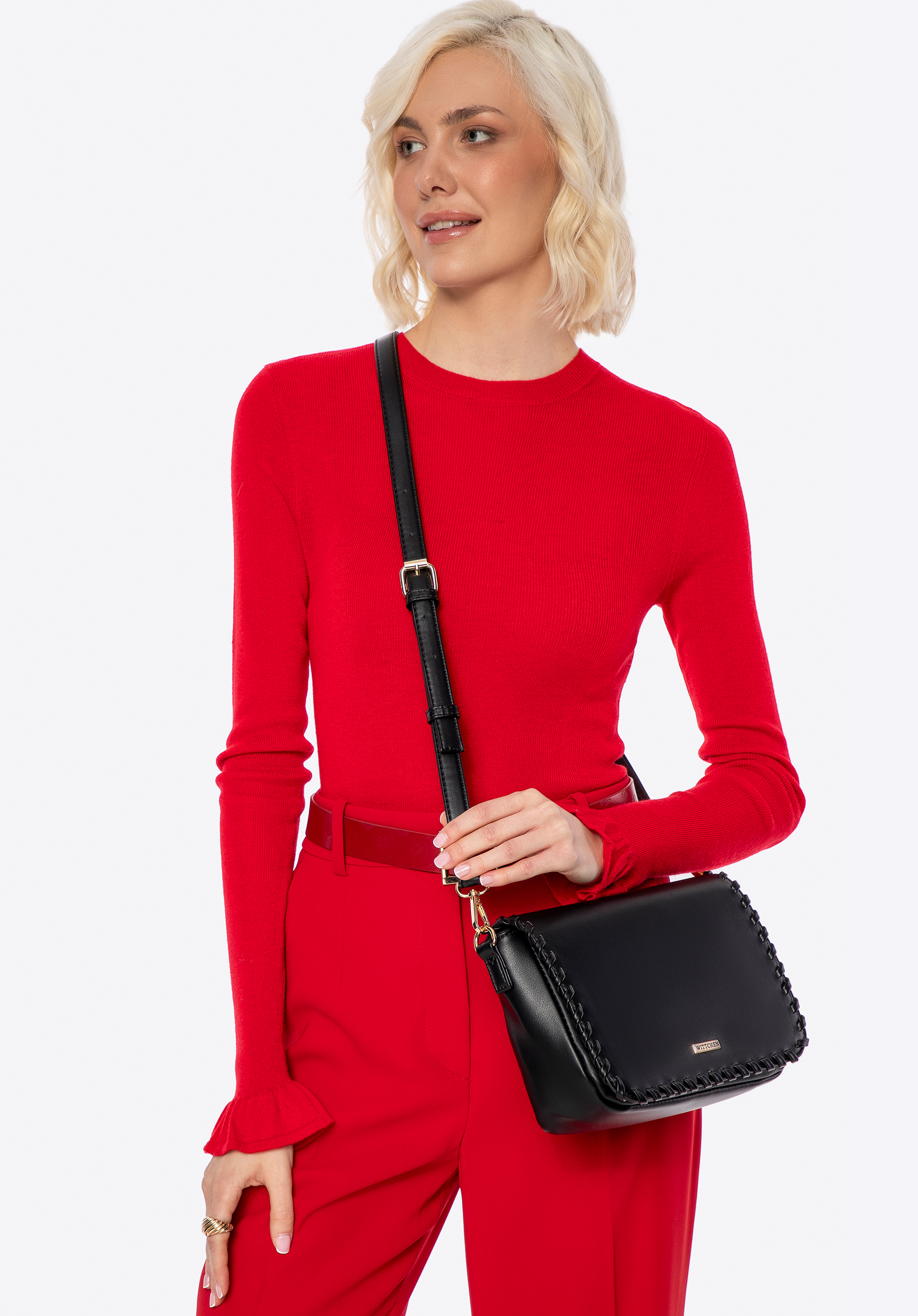 Damen-Crossbody mit beschnittener Klappe, schwarz, 100-4Y-235-1, Bild 1