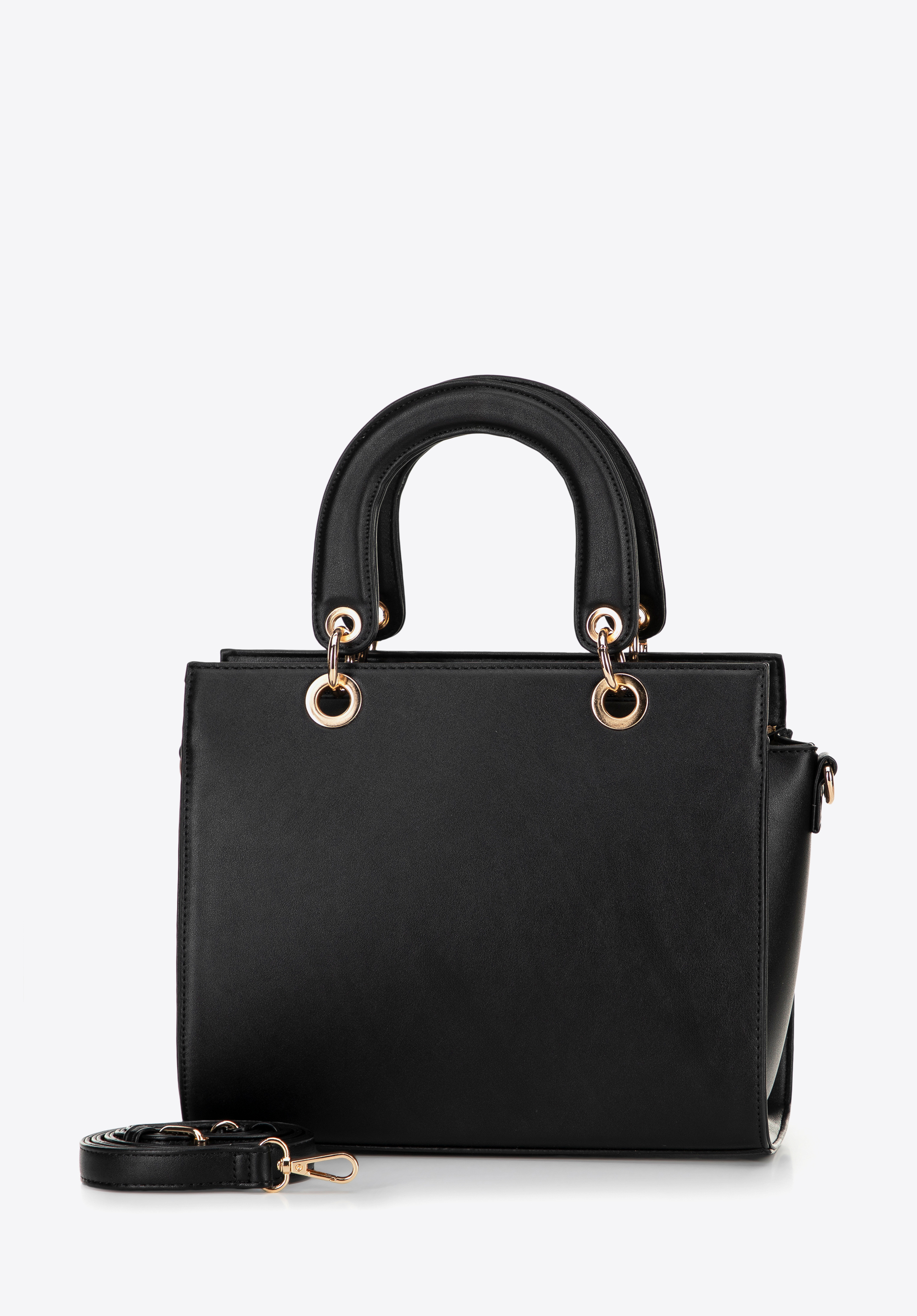 Damenhandtasche aus Öko-Leder mit geometrischem Muster, schwarz, 100-4Y-205-1, Bild 1