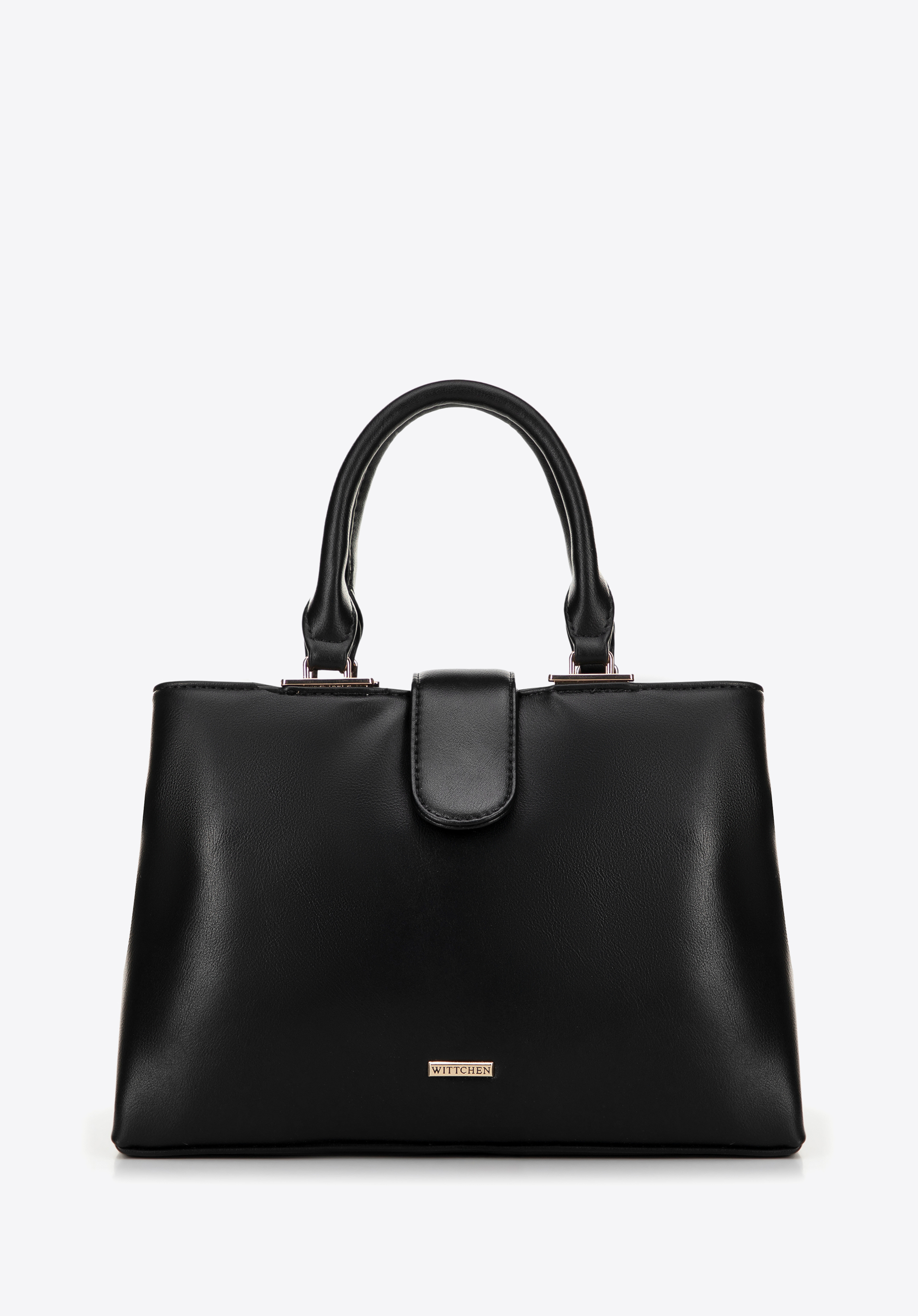 Damen-Tasche aus Öko-Leder mit zwei Fächern, schwarz, 100-4Y-202-1, Bild 1