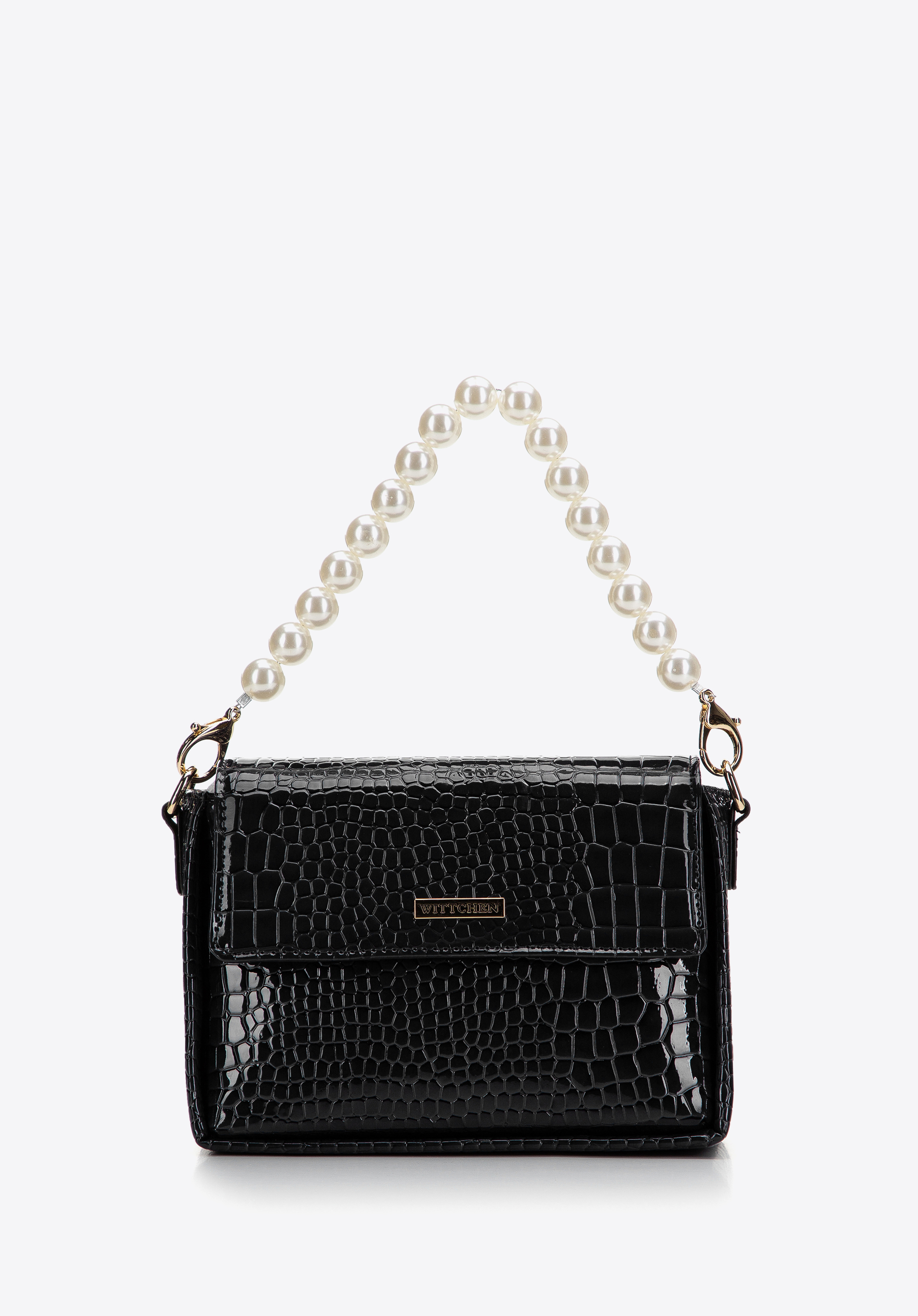 Kleine Damen-Handtasche Perlenhenkel