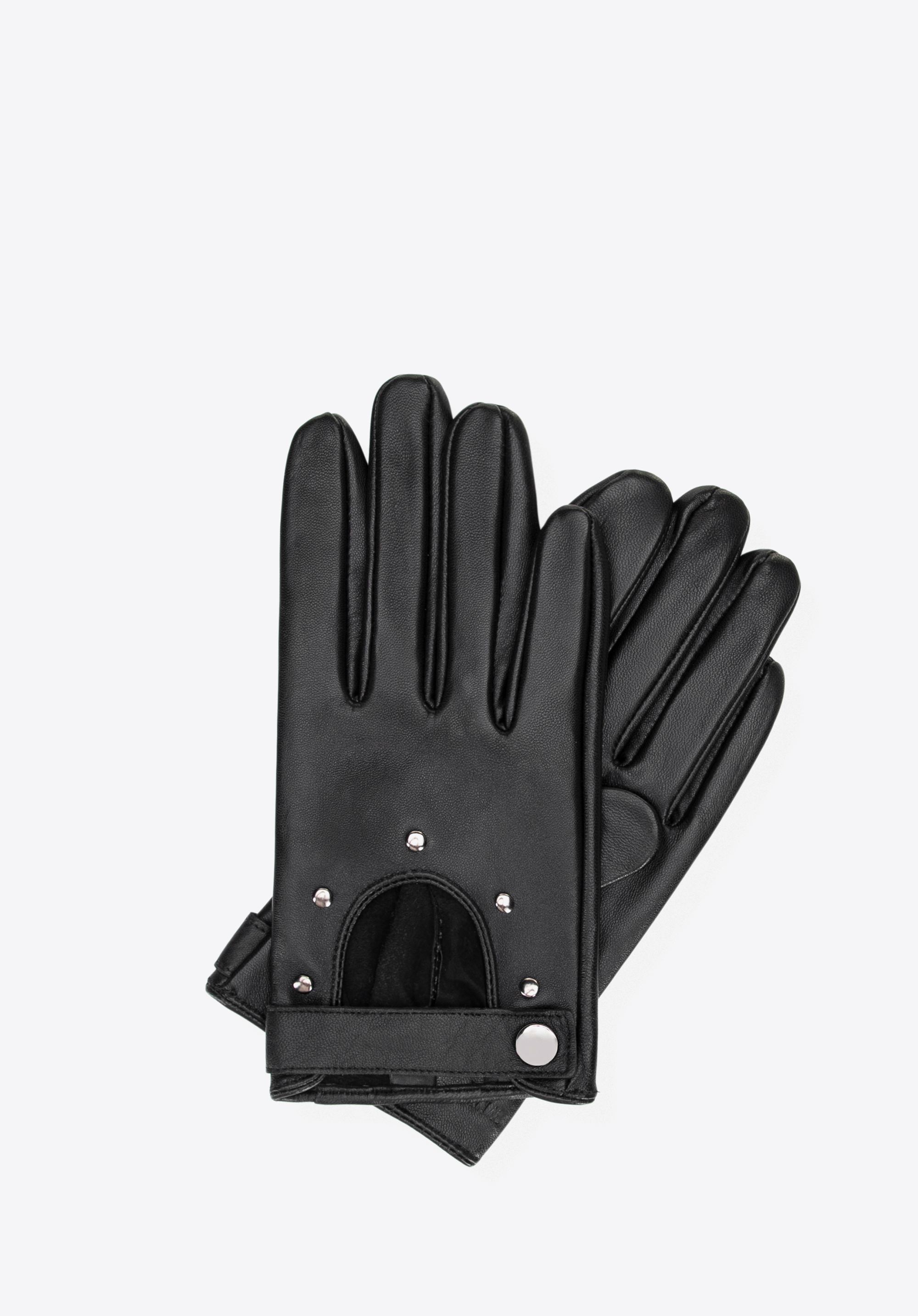 Damen-Fahrerhandschuhe aus Leder mit Nieten, schwarz, 46-6L-200-1-M, Bild 1