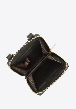 Damen-Geldbörse aus Echtleder mit Kette, schwarz, 34-3-001-1B, Bild 1