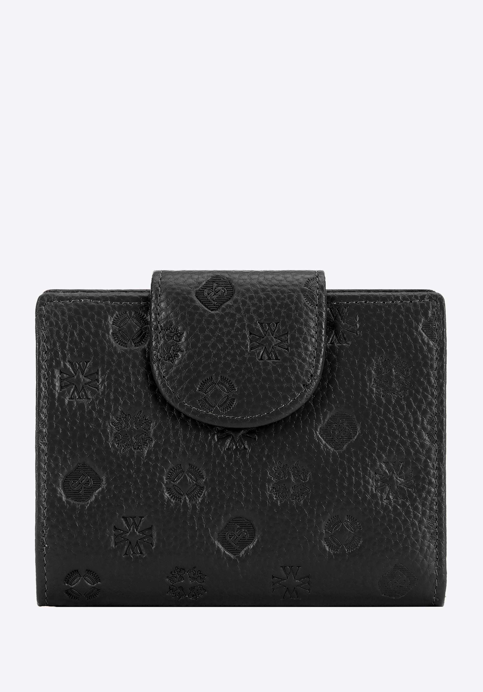 Damen Geldbörse aus geprägtem Leder, schwarz, 99-1E-362-1, Bild 1