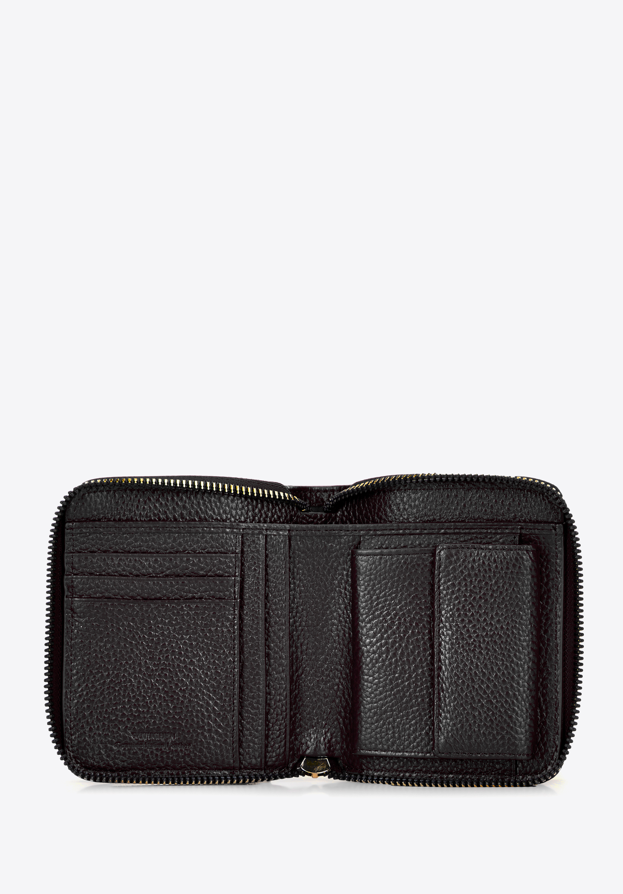 Damen-Geldbörse aus geprägtem Leder, schwarz, 99-1E-309-1, Bild 1