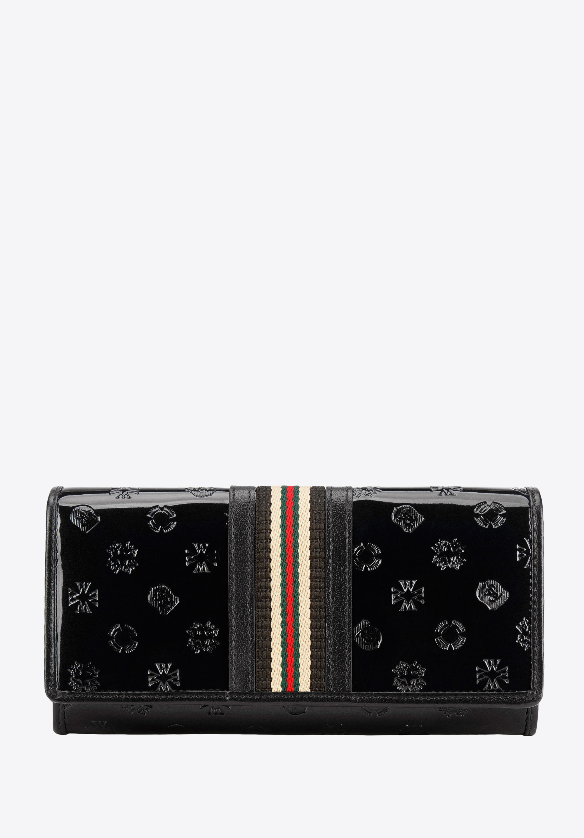 Damen-Geldbörse aus Lackleder mit Monogramm und Schleife, schwarz, 34-1-052-11, Bild 1