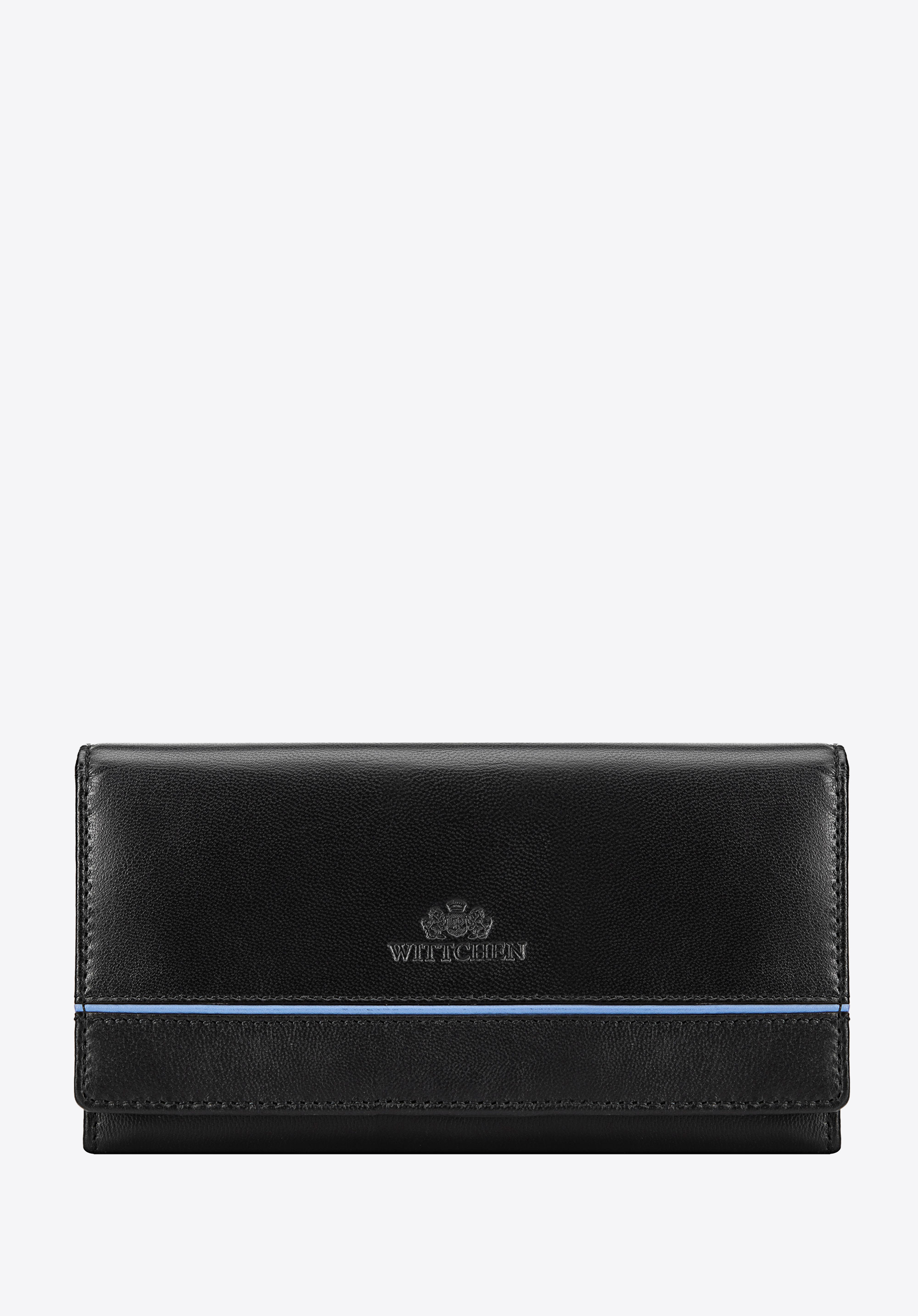 Damen-Geldbörse aus Leder mit kontrastierendem Detail, schwarz, 14-1-958-1, Bild 1