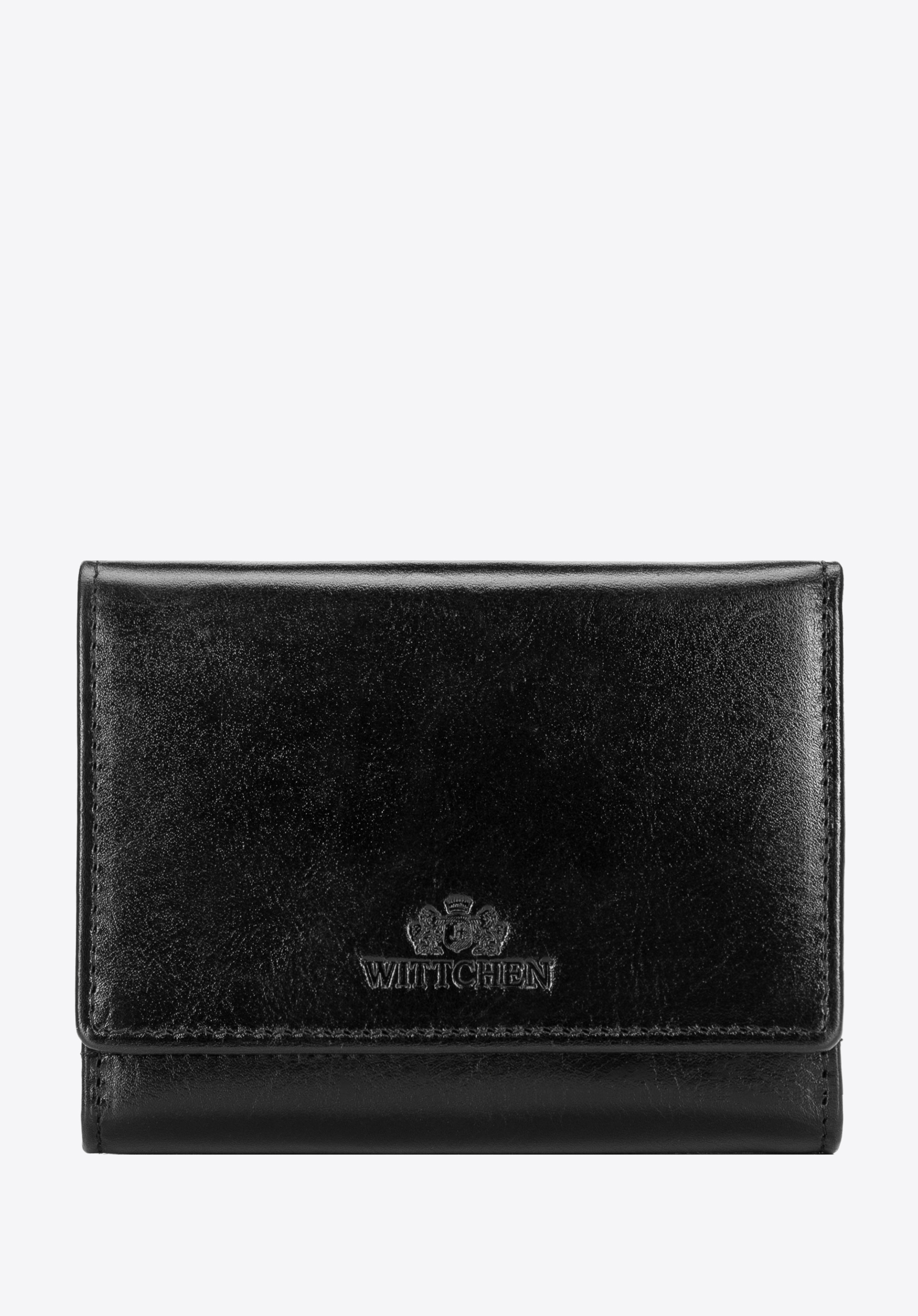 Damen-Geldbörse aus Leder mit Münzfach mit Verschluss, schwarz, 21-1-070-L10, Bild 1