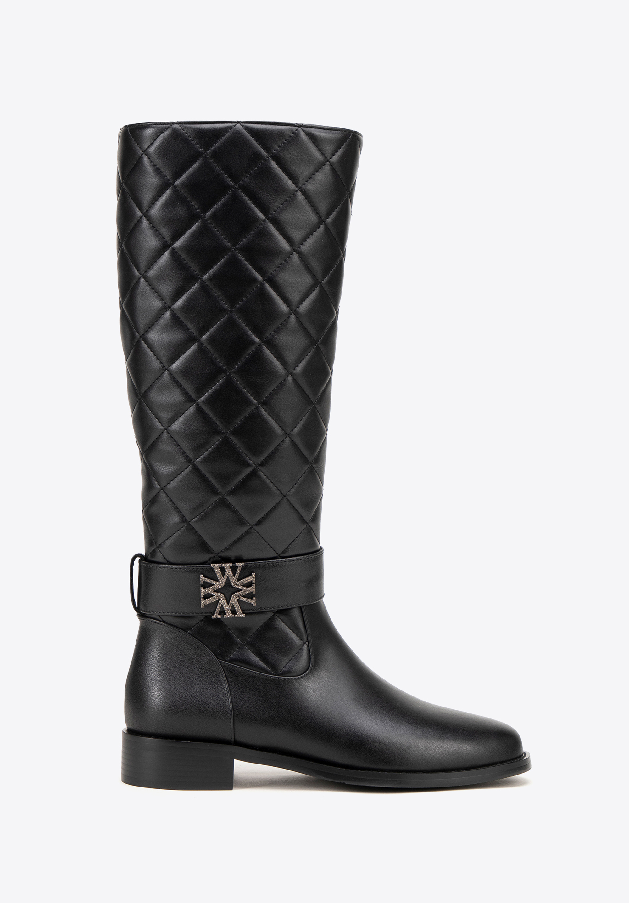 Damen gesteppte Lederstiefel, schwarz, 99-D-505-1-39, Bild 1