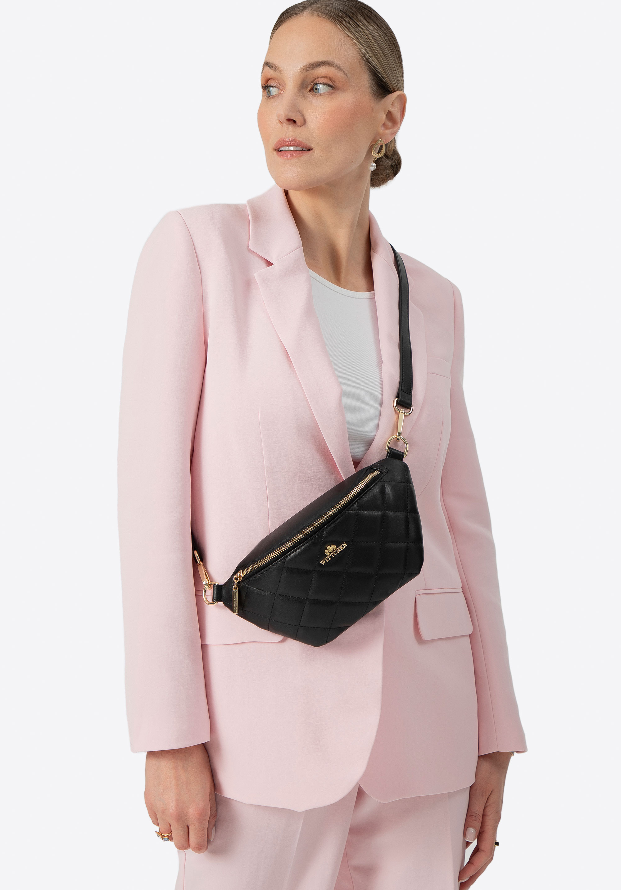 Damen-Gürteltasche aus Leder mit Kettenriemen, schwarz, 100-3E-638-1, Bild 1