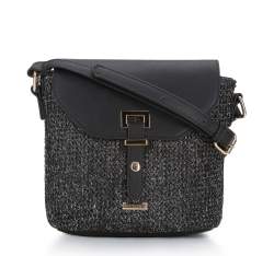 Damen-Handtasche mit Geflechtmuster, schwarz, 94-4Y-627-1, Bild 1