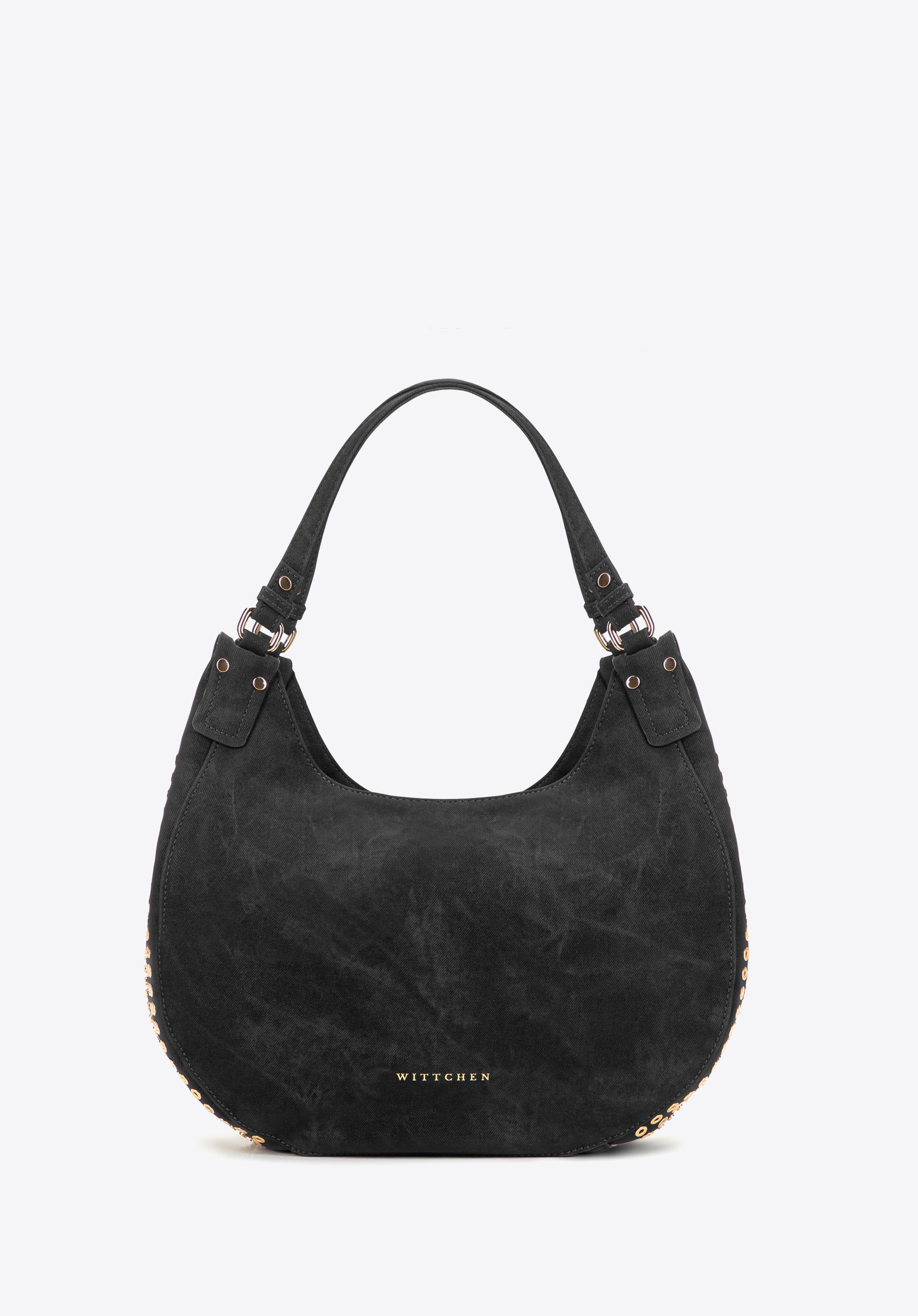 Damen Hobo Bag mit dekorativen Nieten, schwarz, 101-4Y-711-1, Bild 1