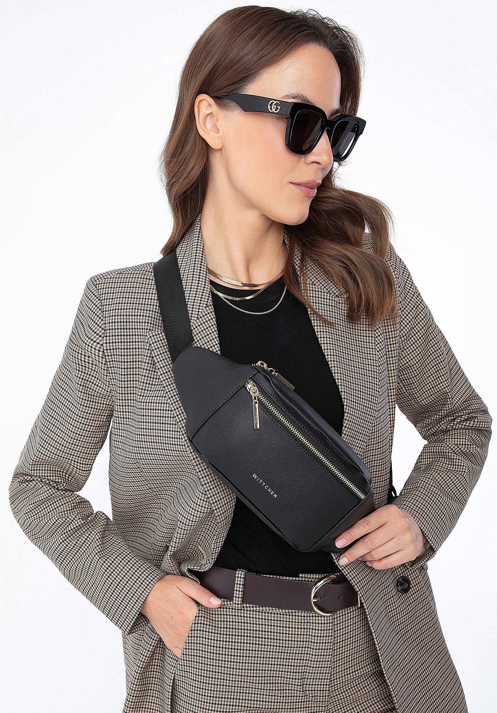 Klassische Gürteltasche aus Leder, schwarz, 97-3E-632-1, Bild 1