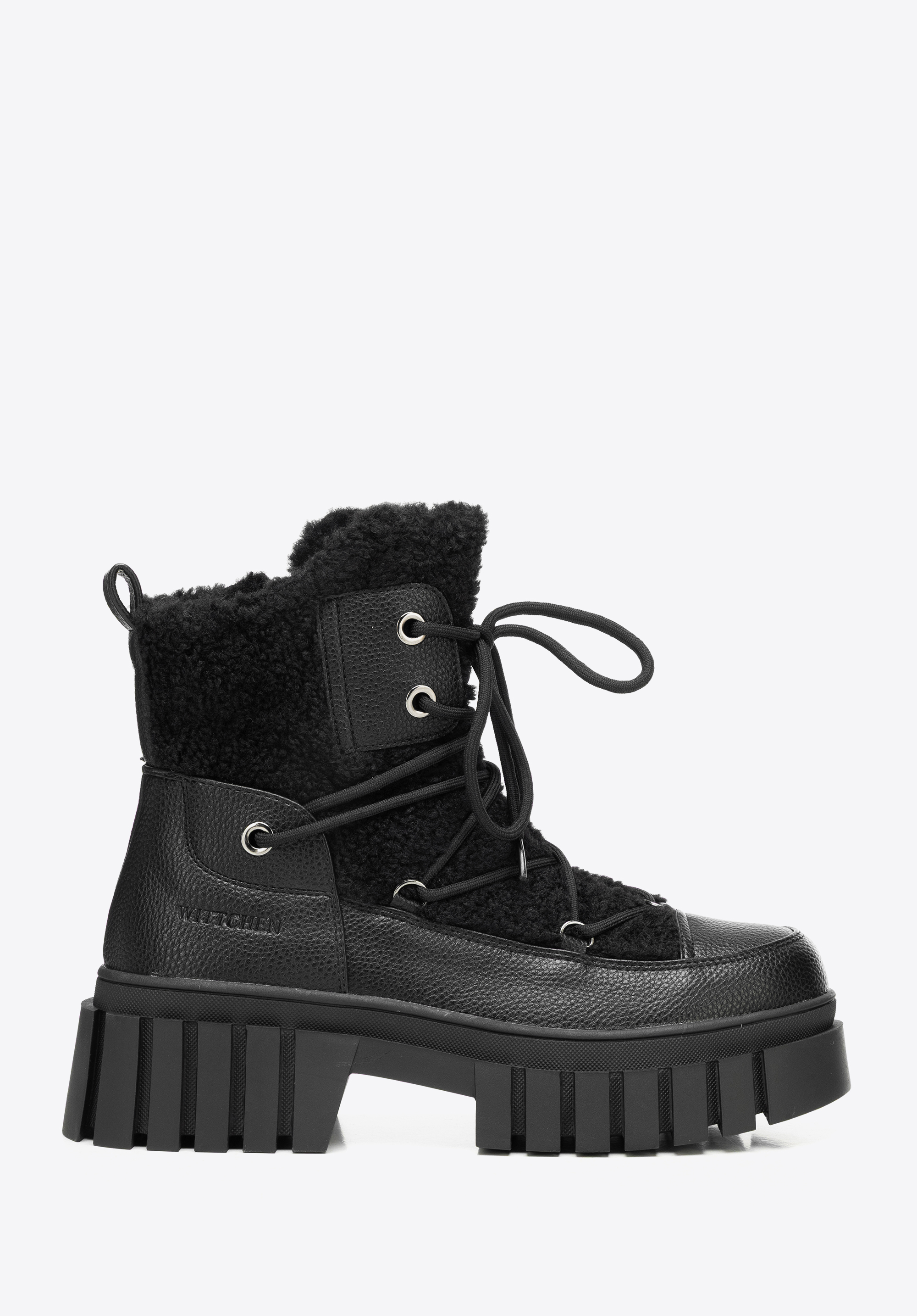 Damen Combat Boots mit Kunstfellbesatz, schwarz, 101-DP-850-1-41, Bild 1