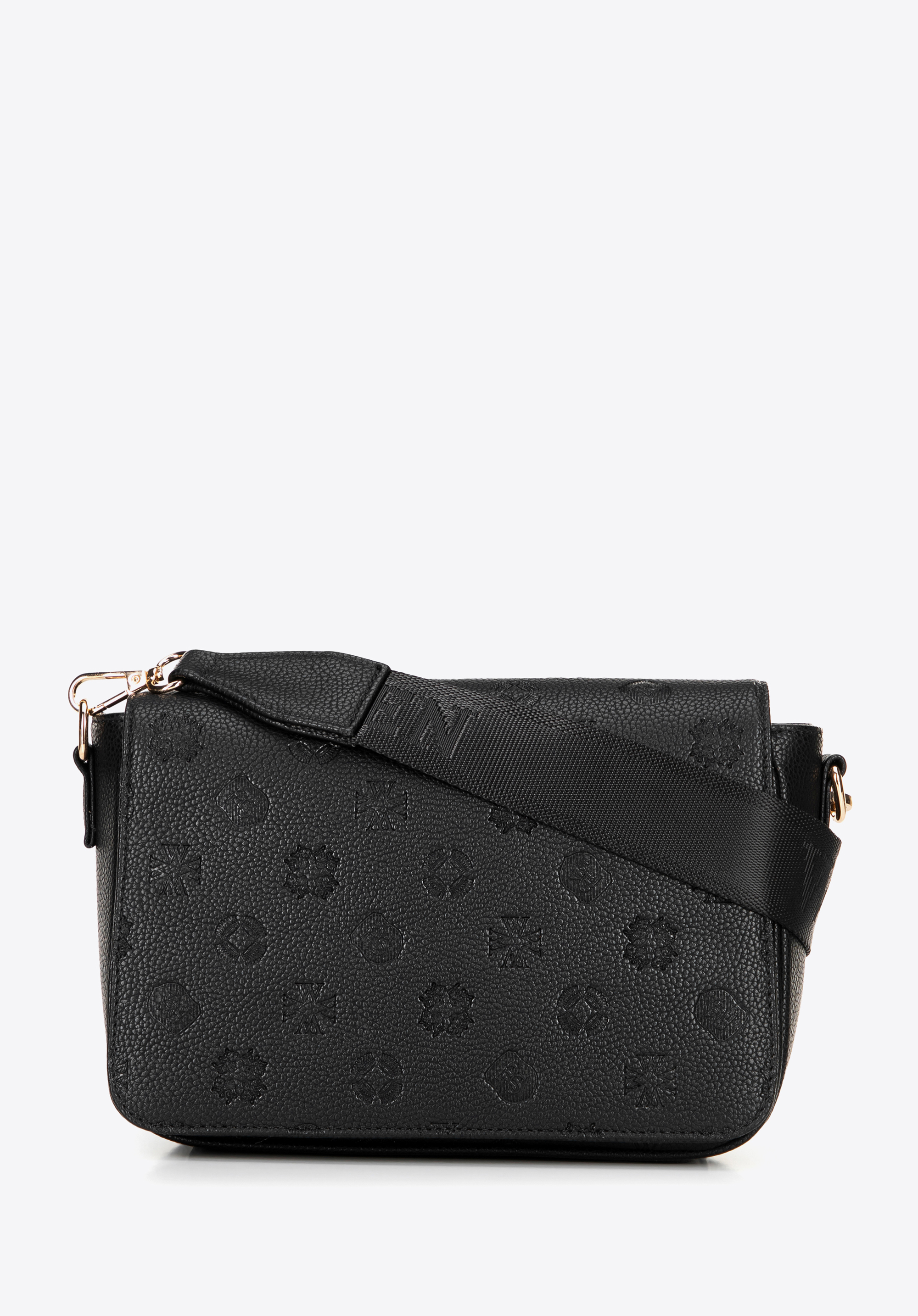 Damen-Klapptasche aus Kunstleder, schwarz, 101-4Y-P08-1, Bild 1