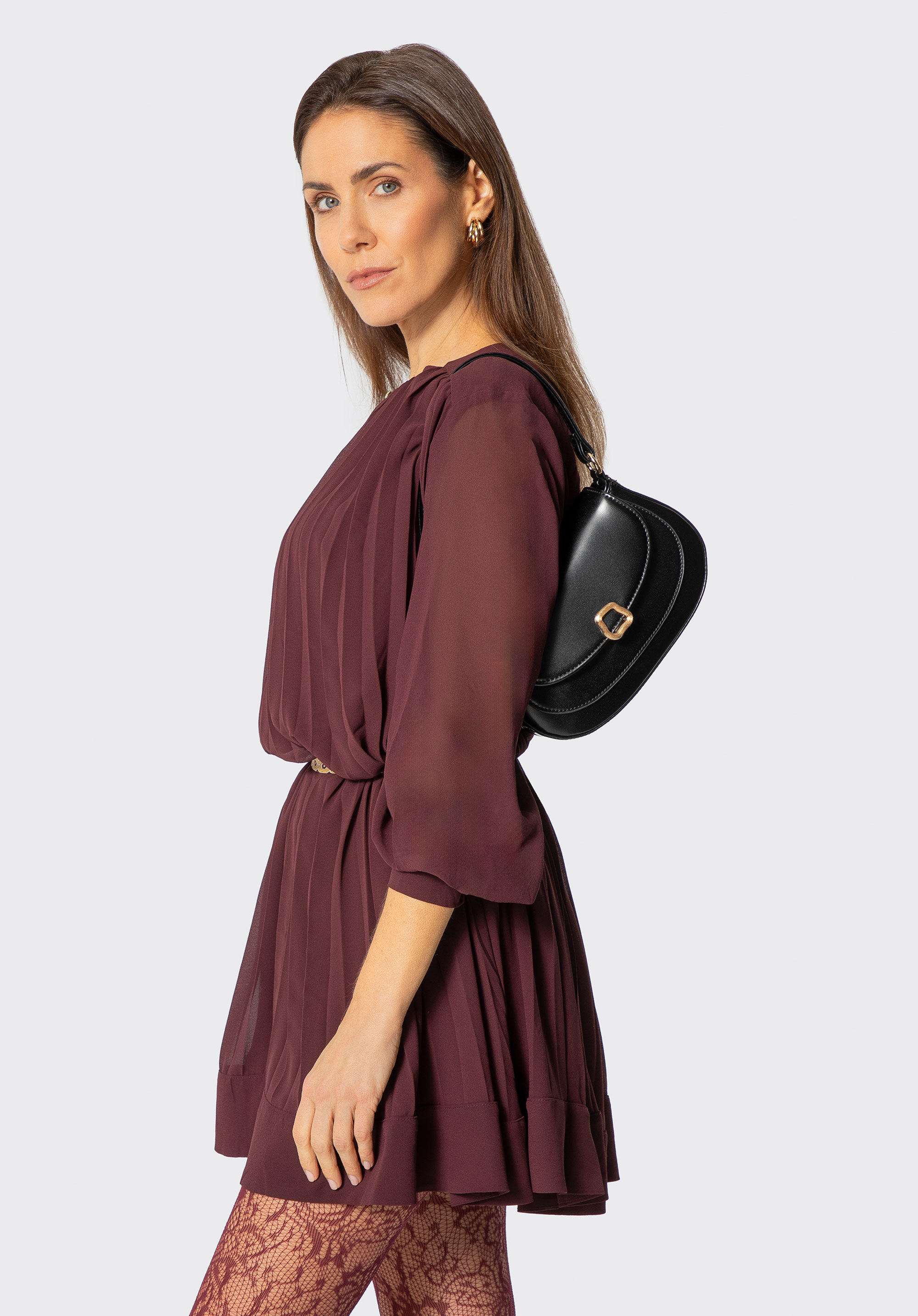 Damen Kunstleder Mini Handtasche, schwarz, 101-4Y-436-1, Bild 1