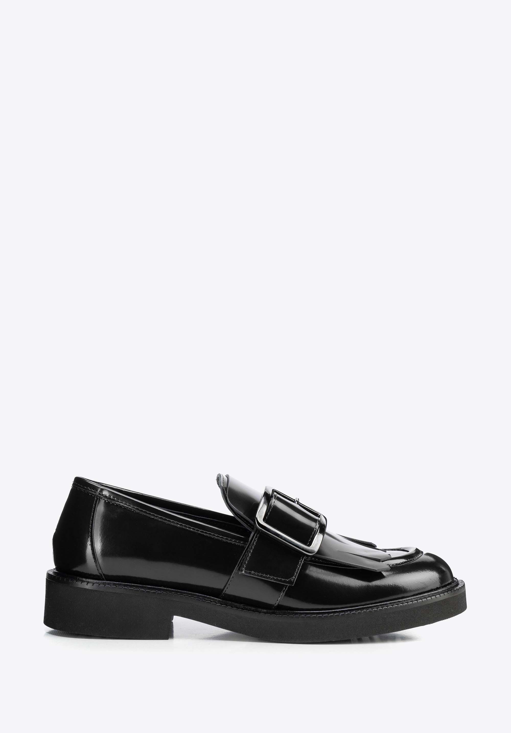 Damen-Lacklederslipper mit Schnalle, schwarz, 103-D-107-1-36, Bild 1