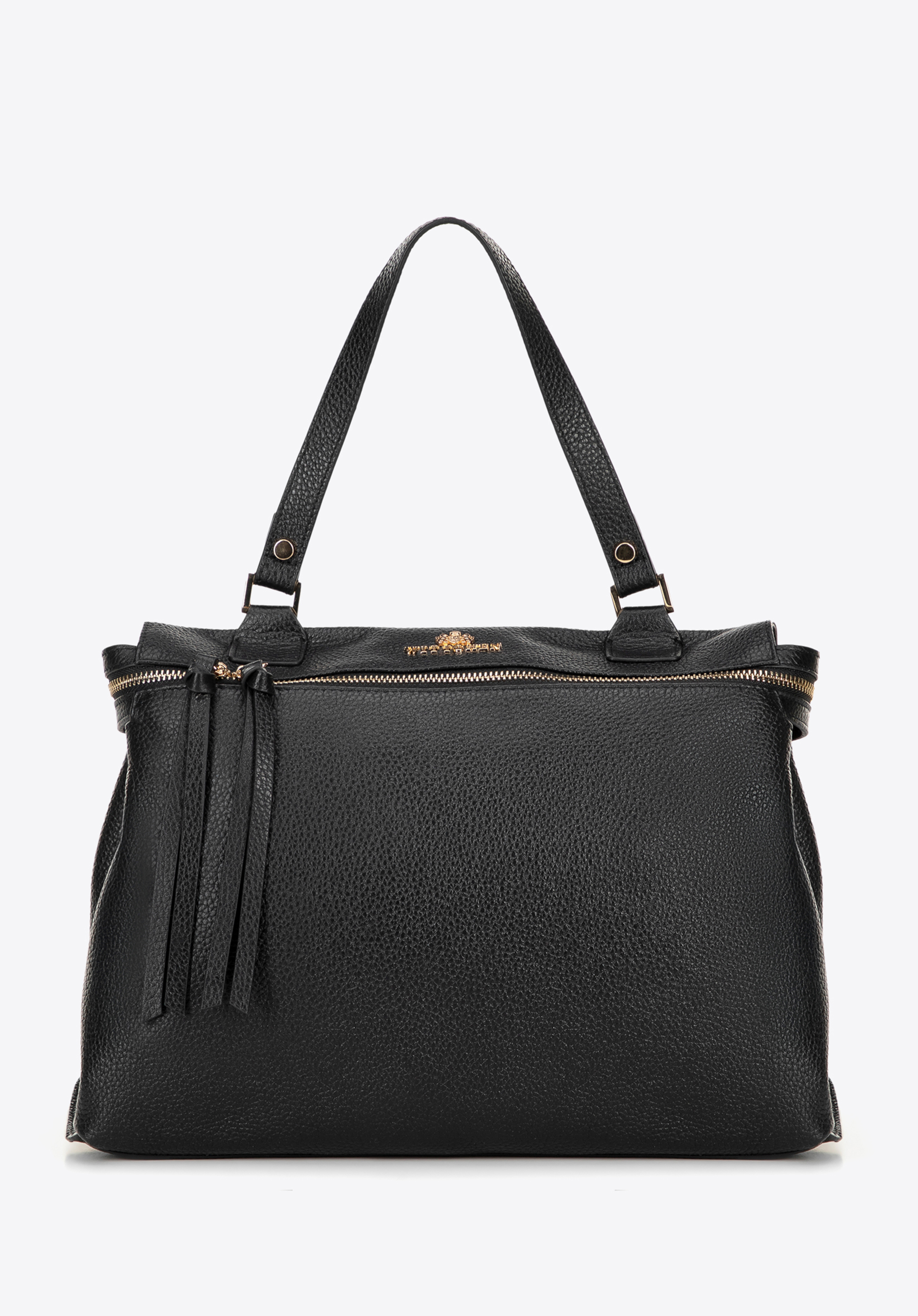 Damen Leder Shopper Tasche, schwarz, 100-4E-801-1, Bild 1