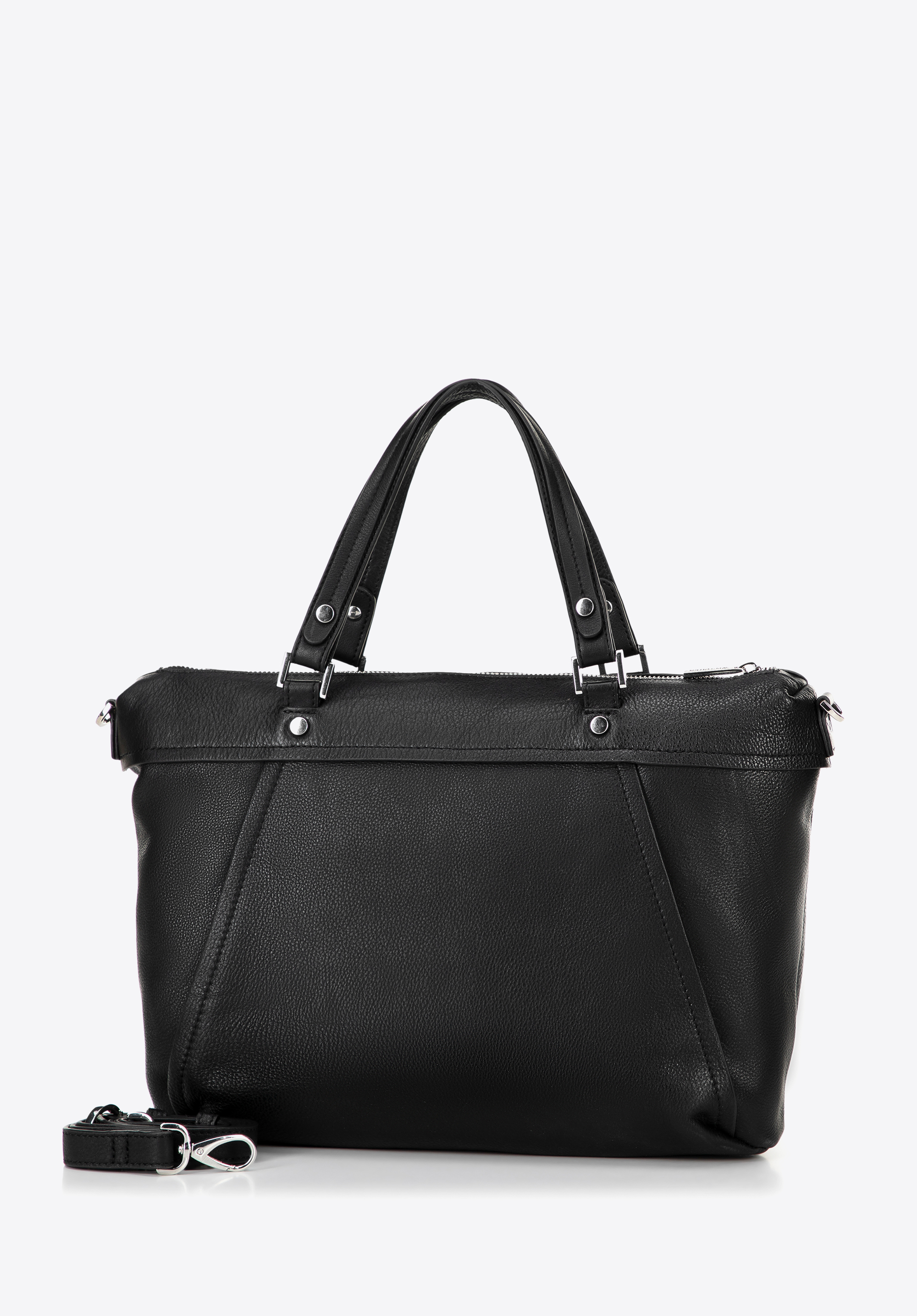 Damen Leder Shopper Tasche, schwarz, 100-4E-802-1, Bild 1