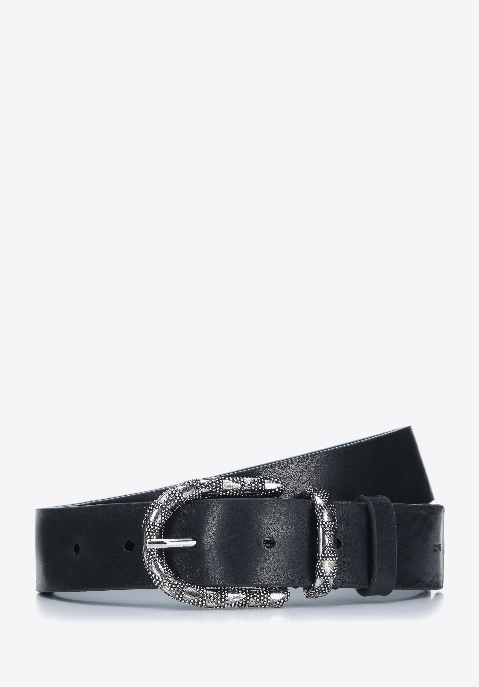 Damen-Ledergürtel mit großer Zierschnalle, schwarz, 93-8D-200-1-XL, Bild 1